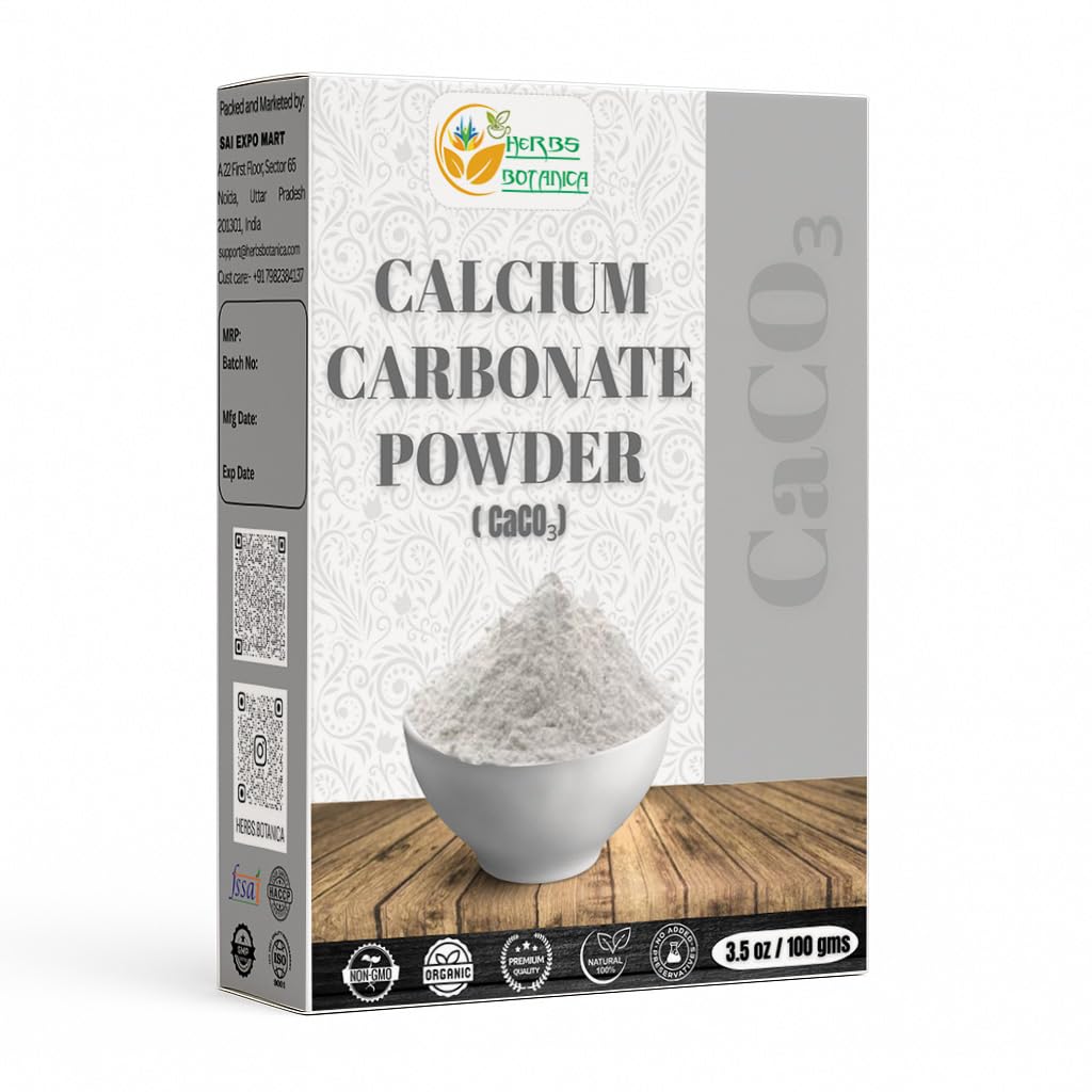 Herbs Botanica Calcium Carbonate, poudre alimentaire neutre, apporte calcium sans altérer le goût.