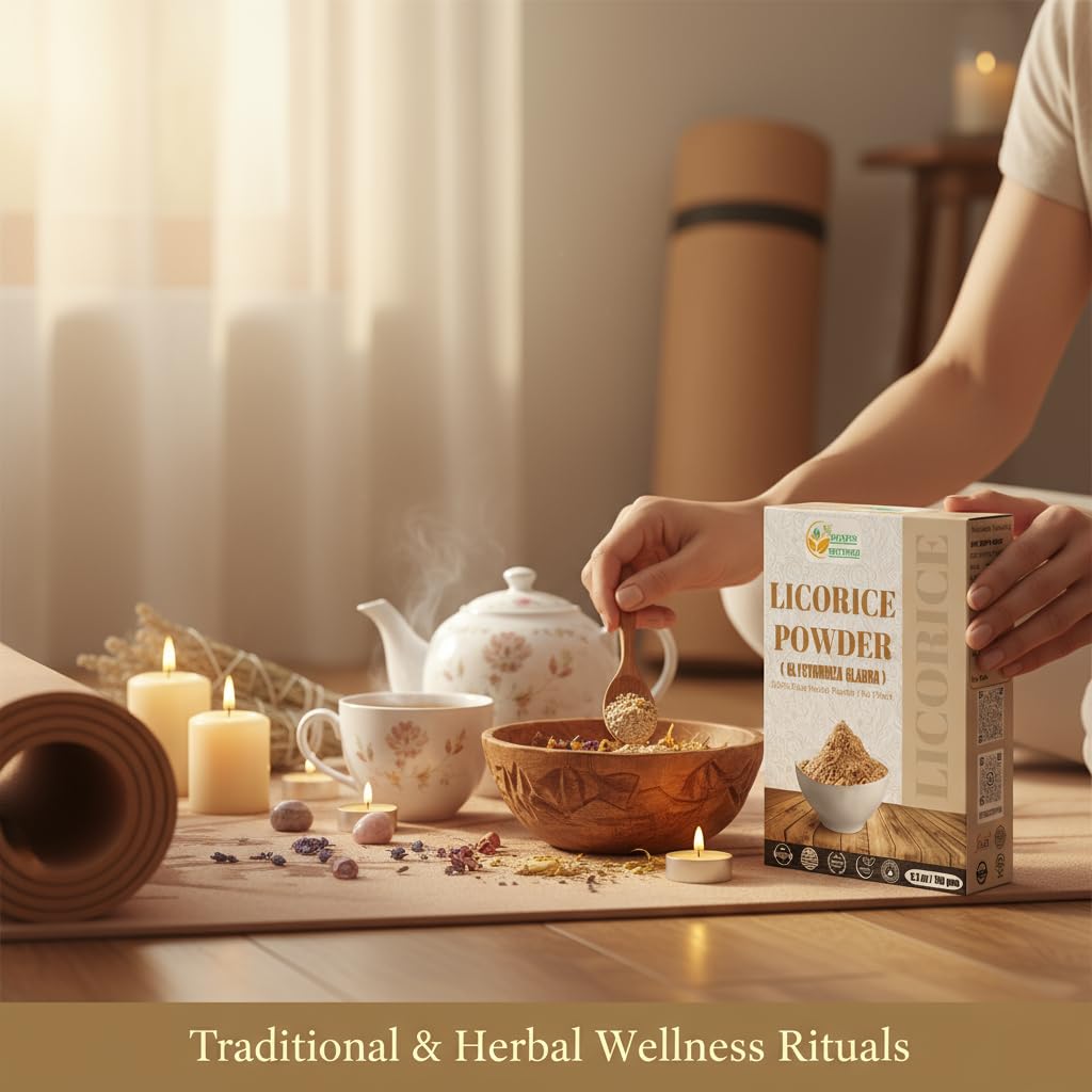 Herbs Botanica poudre réglisse, emballage refermable préservant la fraîcheur.