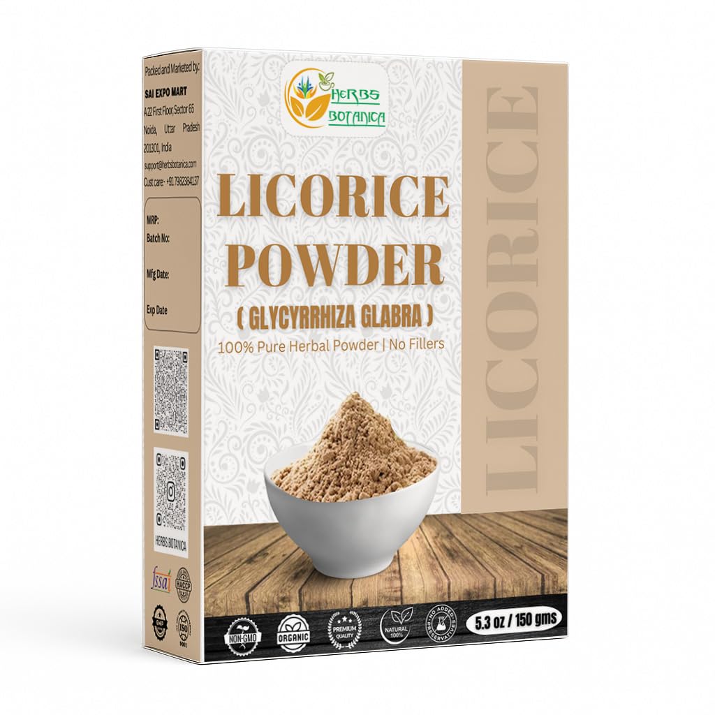 Herbs Botanica poudre réglisse, texture fine idéale pour infusion et beauté.
