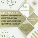 Herbs Botanica Poudre Shankhpushpi poudre finement tamisée, texture légère.