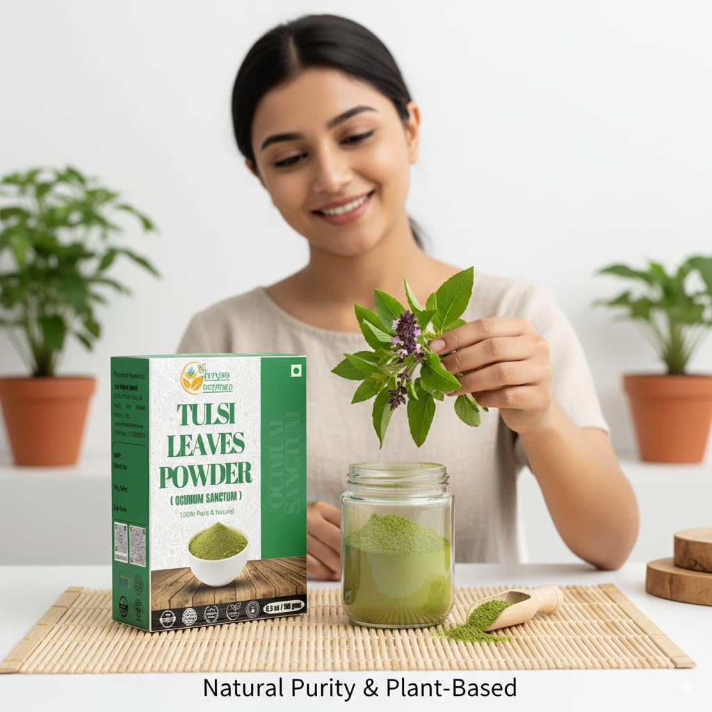 Poudre Tulsi riche en antioxydants pour revitaliser la routine.