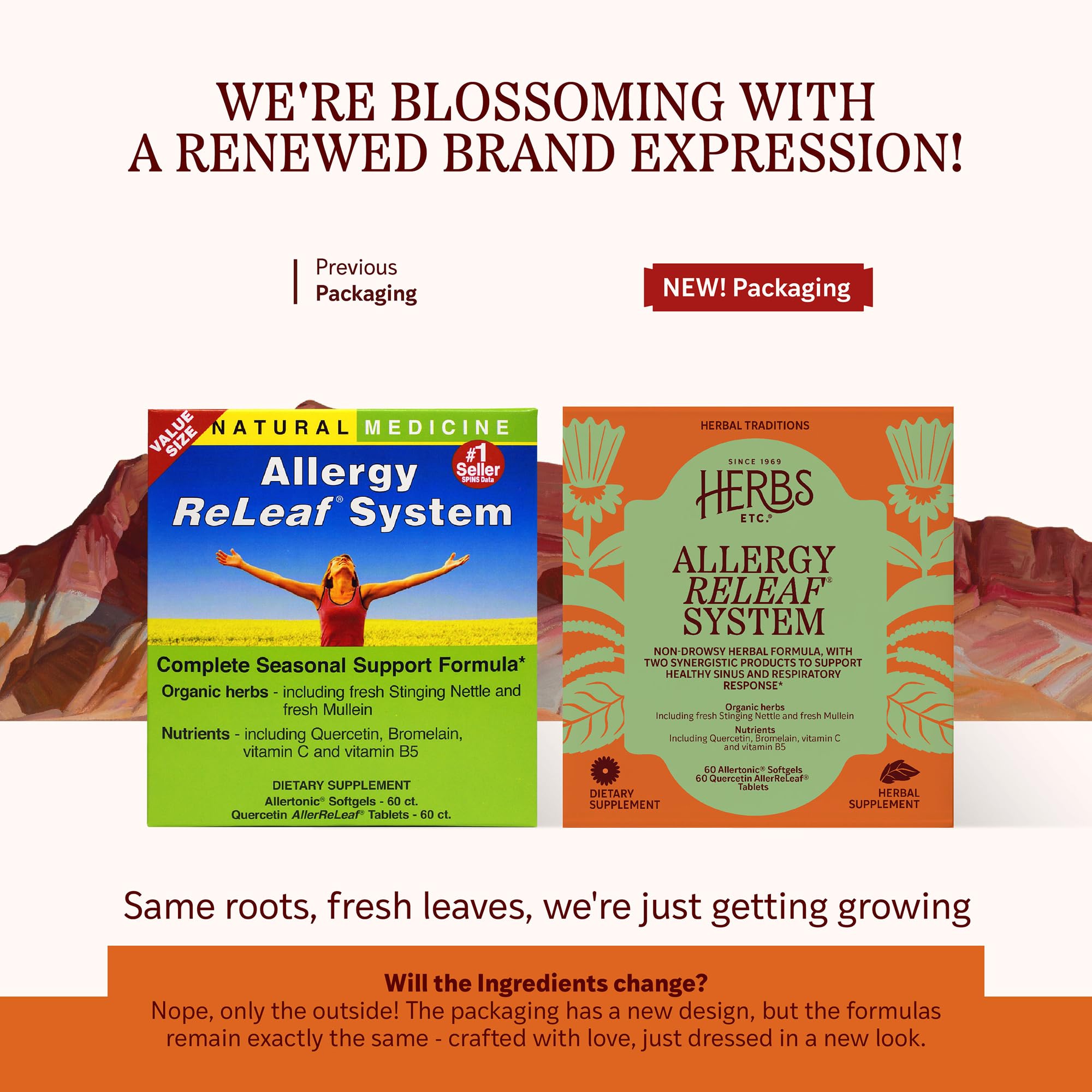 Herbs Etc. Allergy ReLeaf System – etiquette et emballage visibles pour une utilisation facile