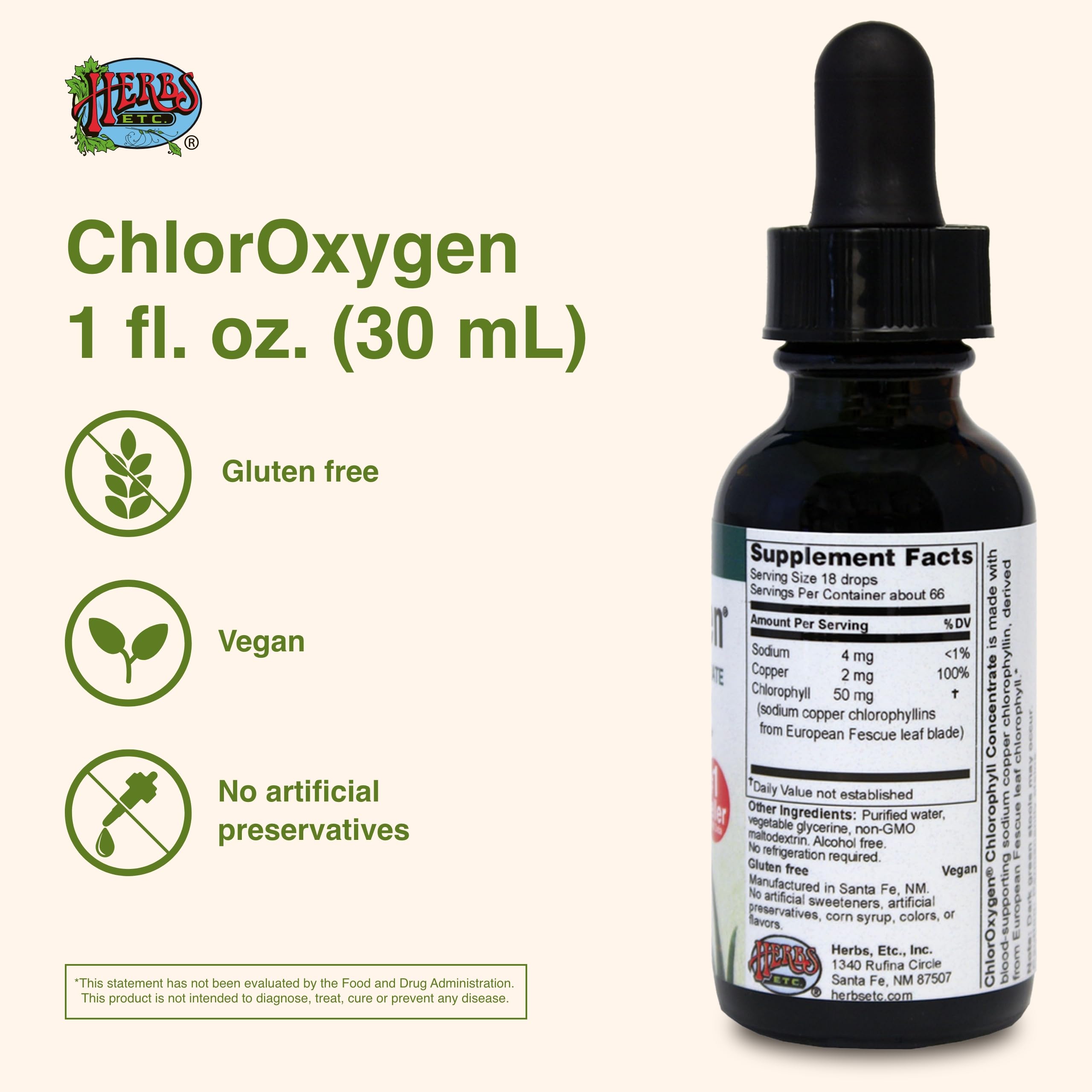 Herbs Etc. ChlorOxygen – concentration élevée pour un apport pratique