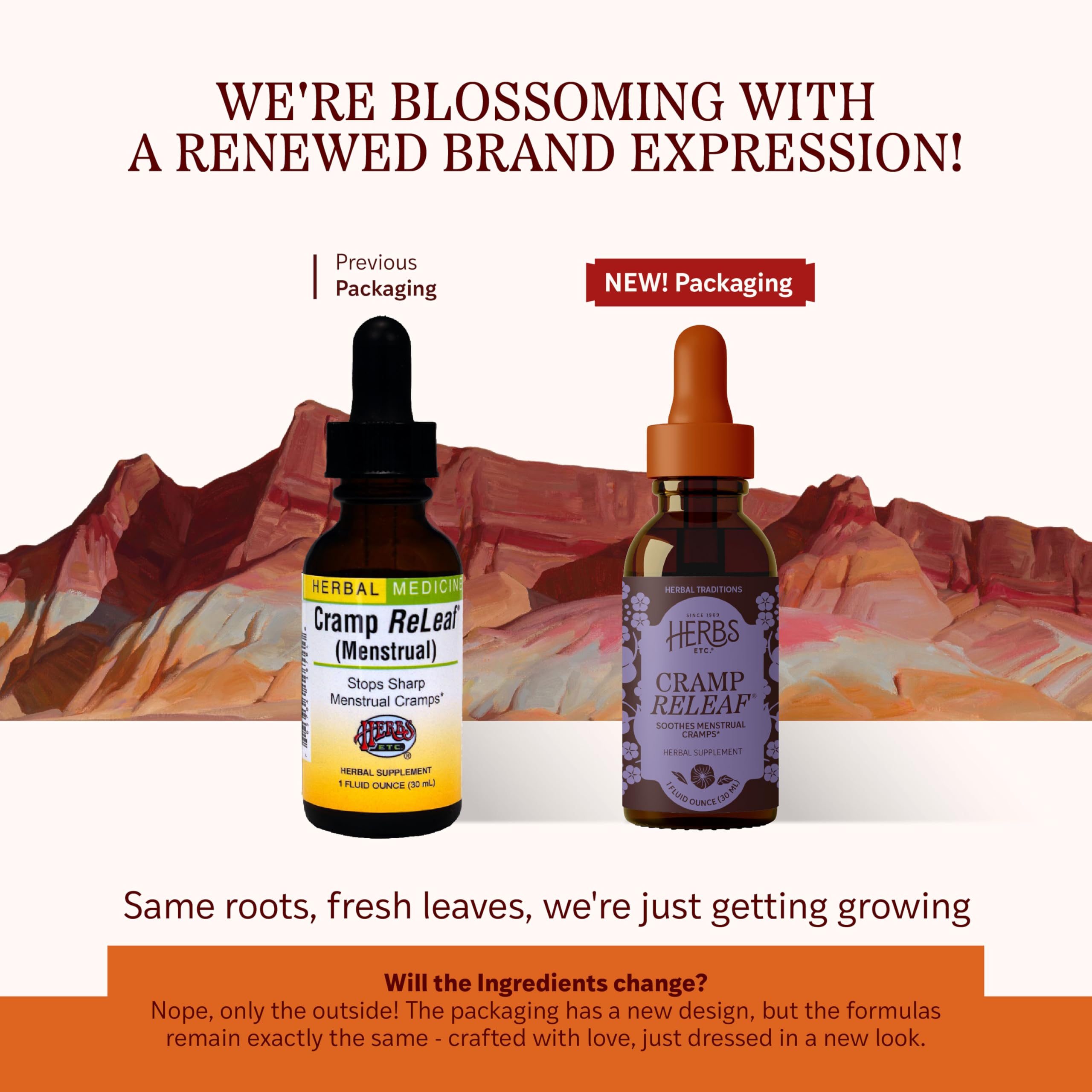Herbs Etc. Cramp ReLeaf – emballage et flacon visibles pour un usage régulier