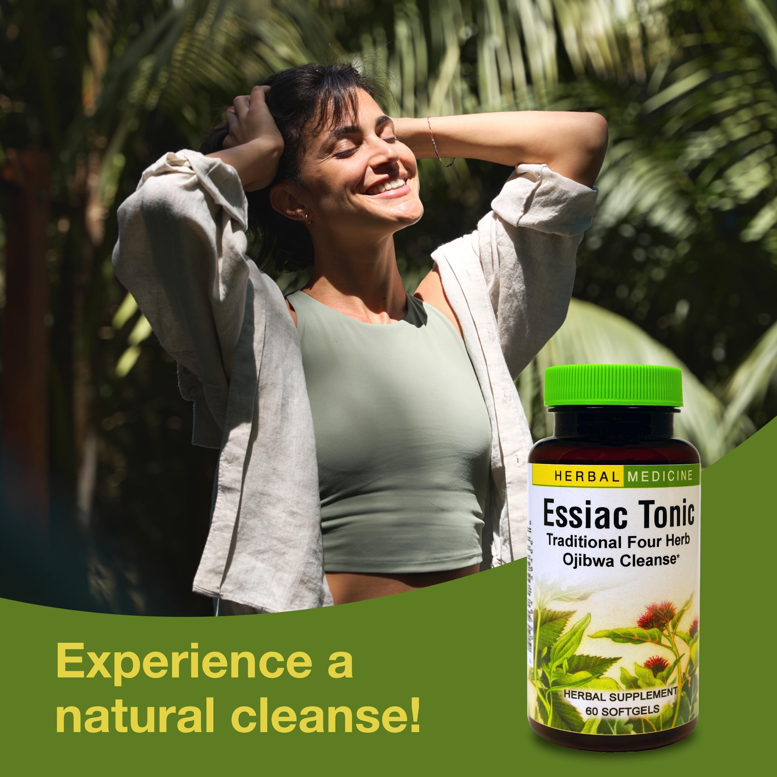 Gélules Essiac Tonic avec verre d'eau pour faciliter l'ingestion