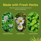 Herbs Etc Sommeil Profond emballage ouvert sur table de nuit.