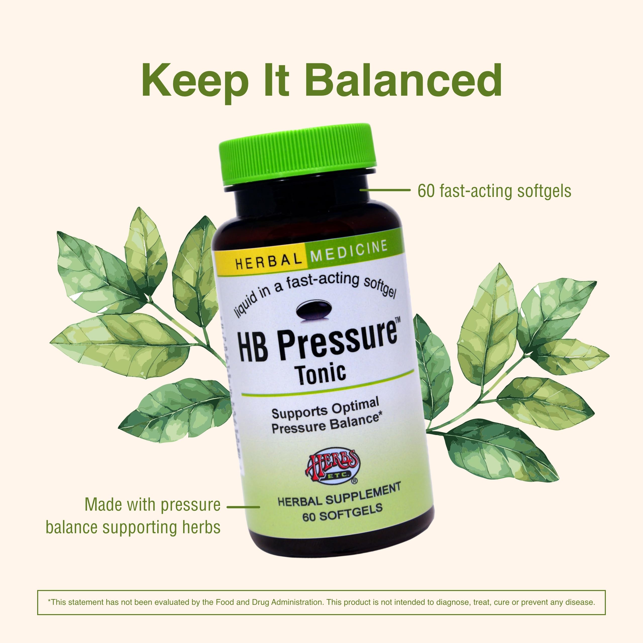HB Pressure Tonic, ingrédients-plantes: tilleul, gui européen, aubépine et passiflore.