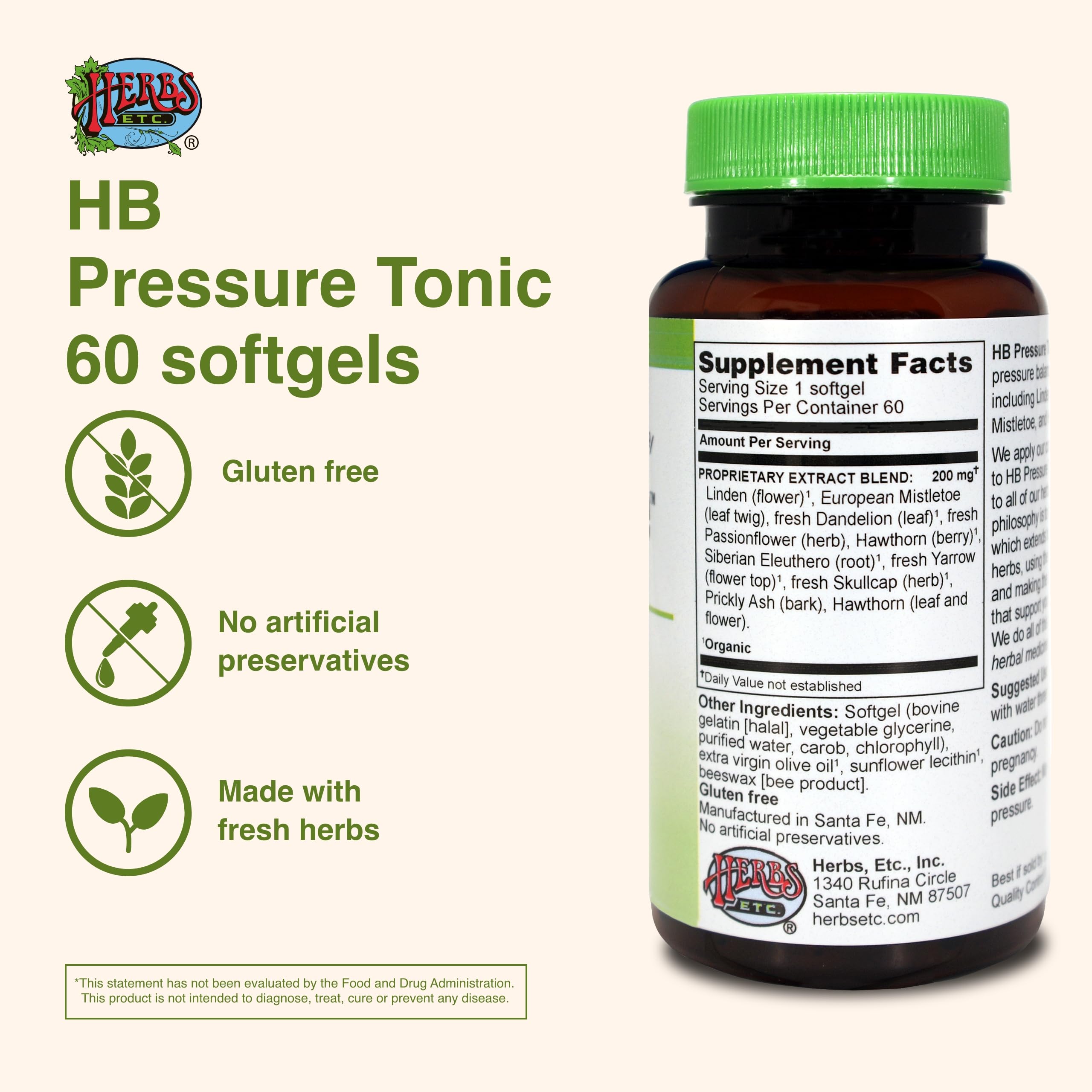 HB Pressure Tonic, mélange-plantes: formulation à base de plantes pour la vitalité.