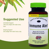 Gélules Herbs Etc. Immune Alert visibles près d'un plan rapproché.