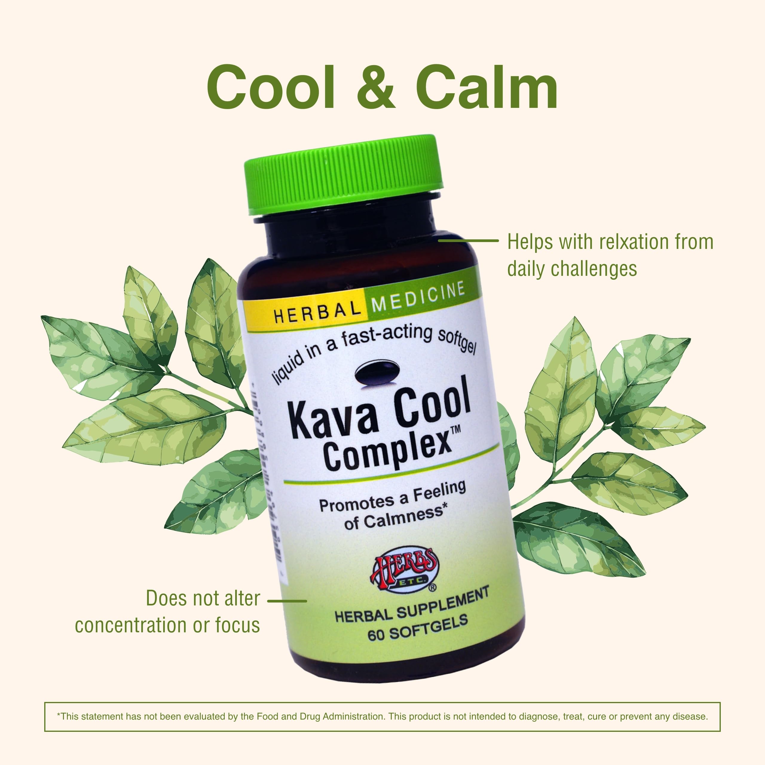 Herbs Etc. Kava Calm Complex — geste simple avec eau pour préparer la relaxation.