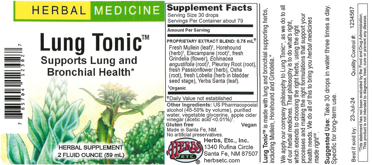 Herbs, Etc. Lung Tonic: usage quotidien facilité pour l'hygiène respiratoire
