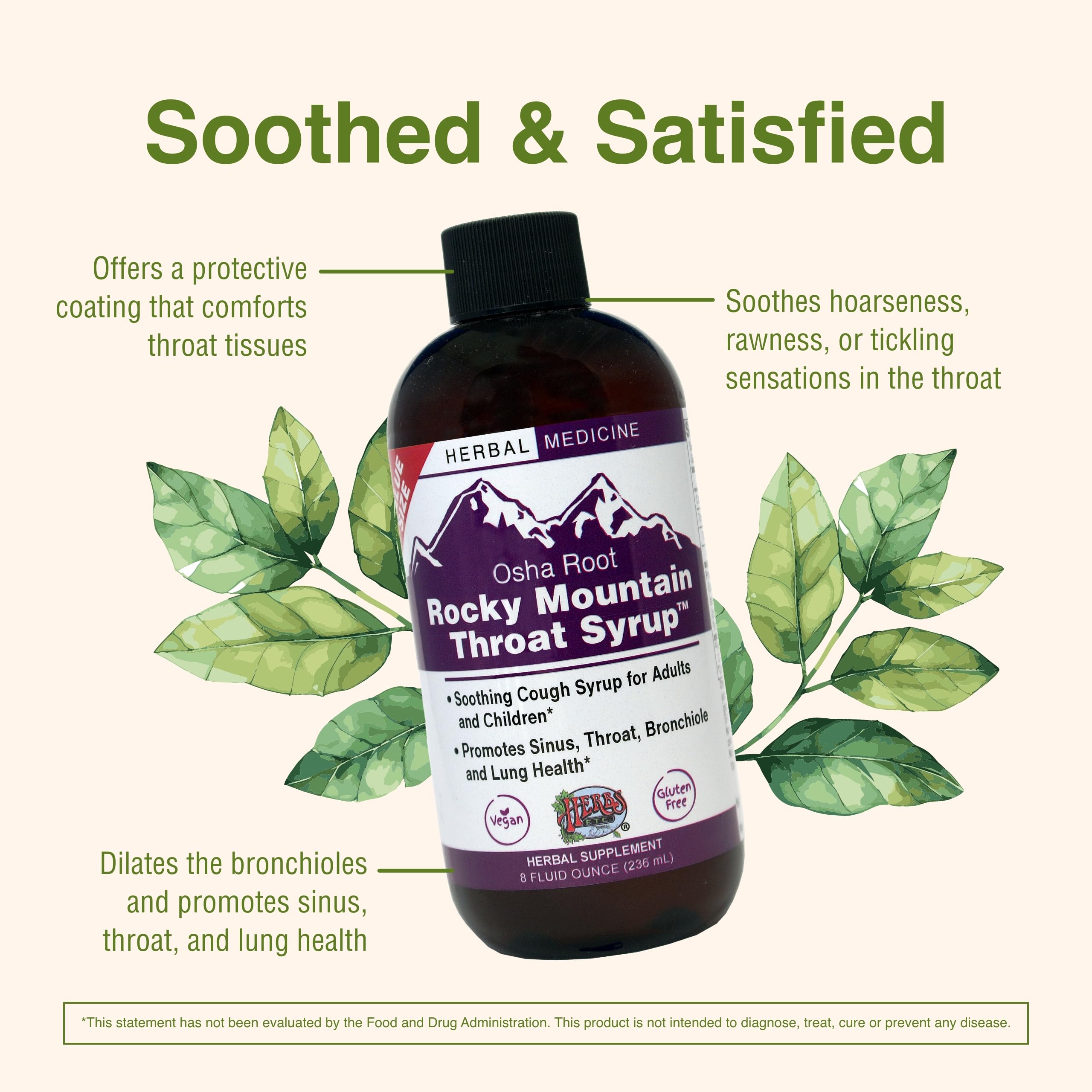 Herbs Etc. sirop Rocky Mountain — dosage clair sur l’étiquette.