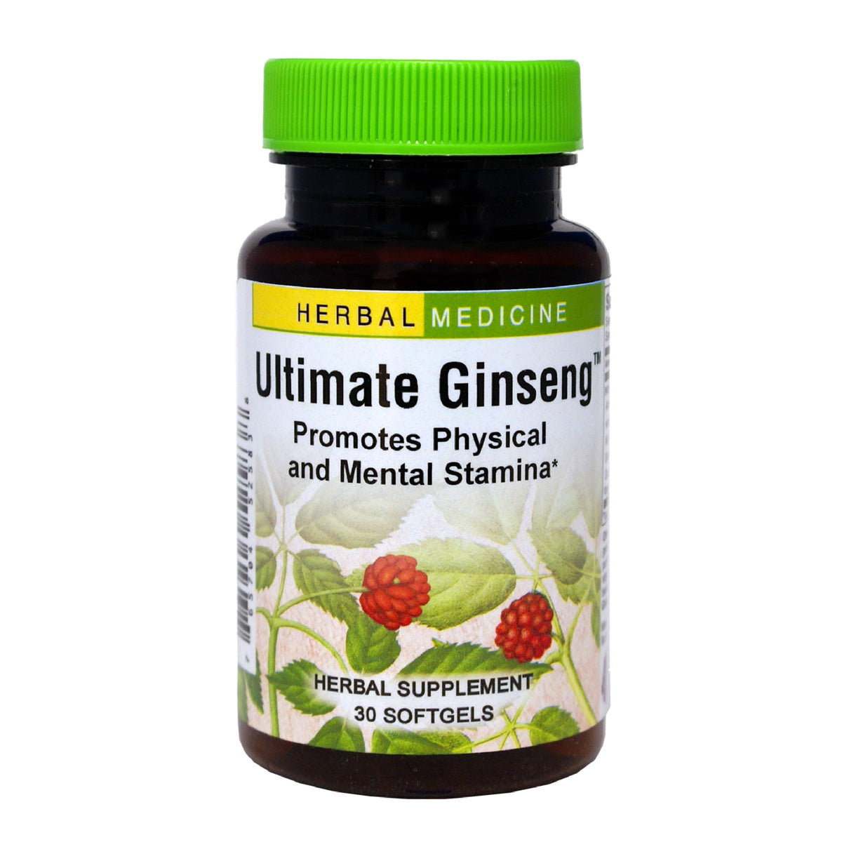 Herbs Etc. Ultimate Ginseng Softgels, bouteille, énergie durable pour journées actives.