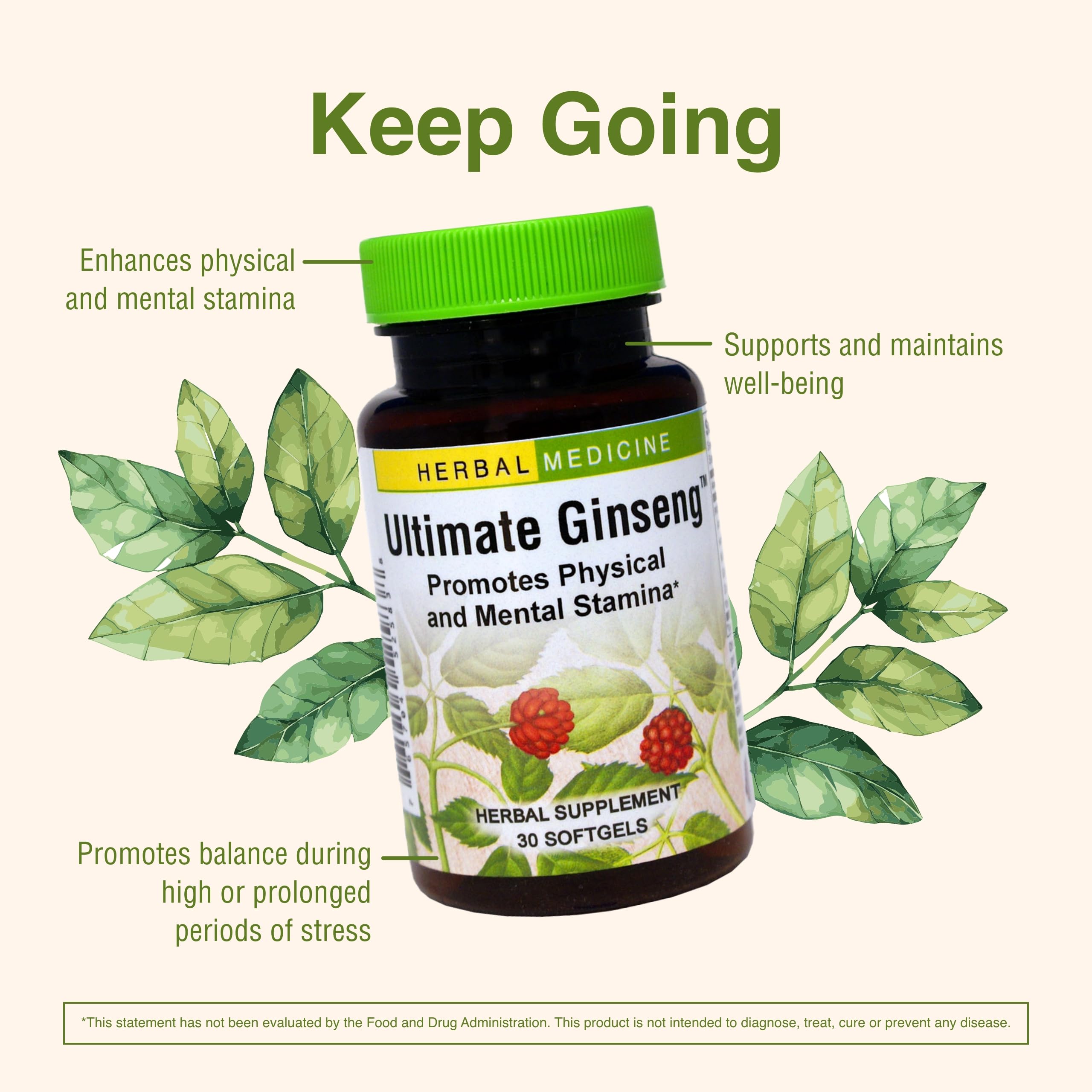Herbs Etc. Ultimate Ginseng Softgels, capsule sur table, aide potentialisée pour l’endurance physique.