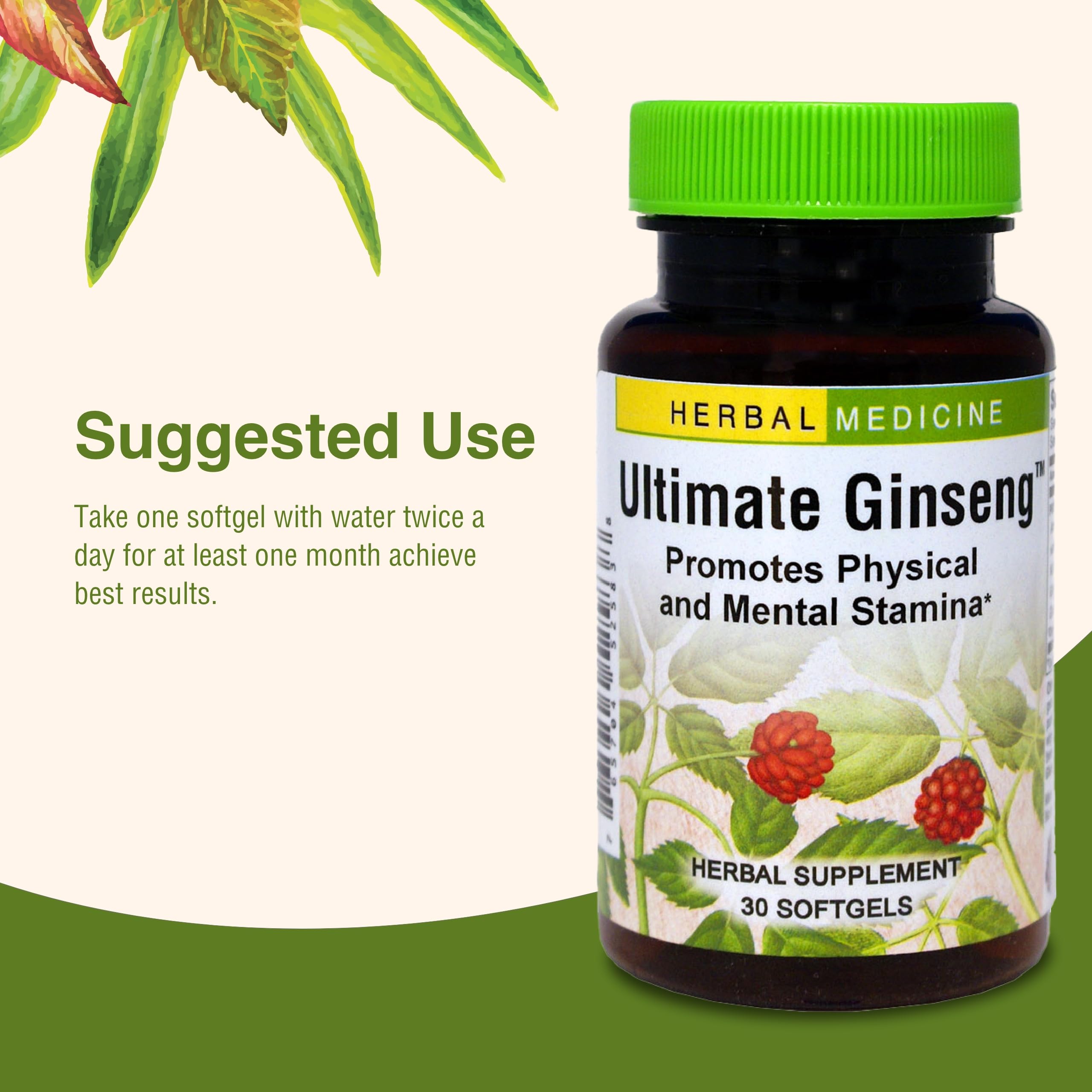 Herbs Etc. Ultimate Ginseng Softgels, composition herbal exclusive pour un équilibre intérieur possible.