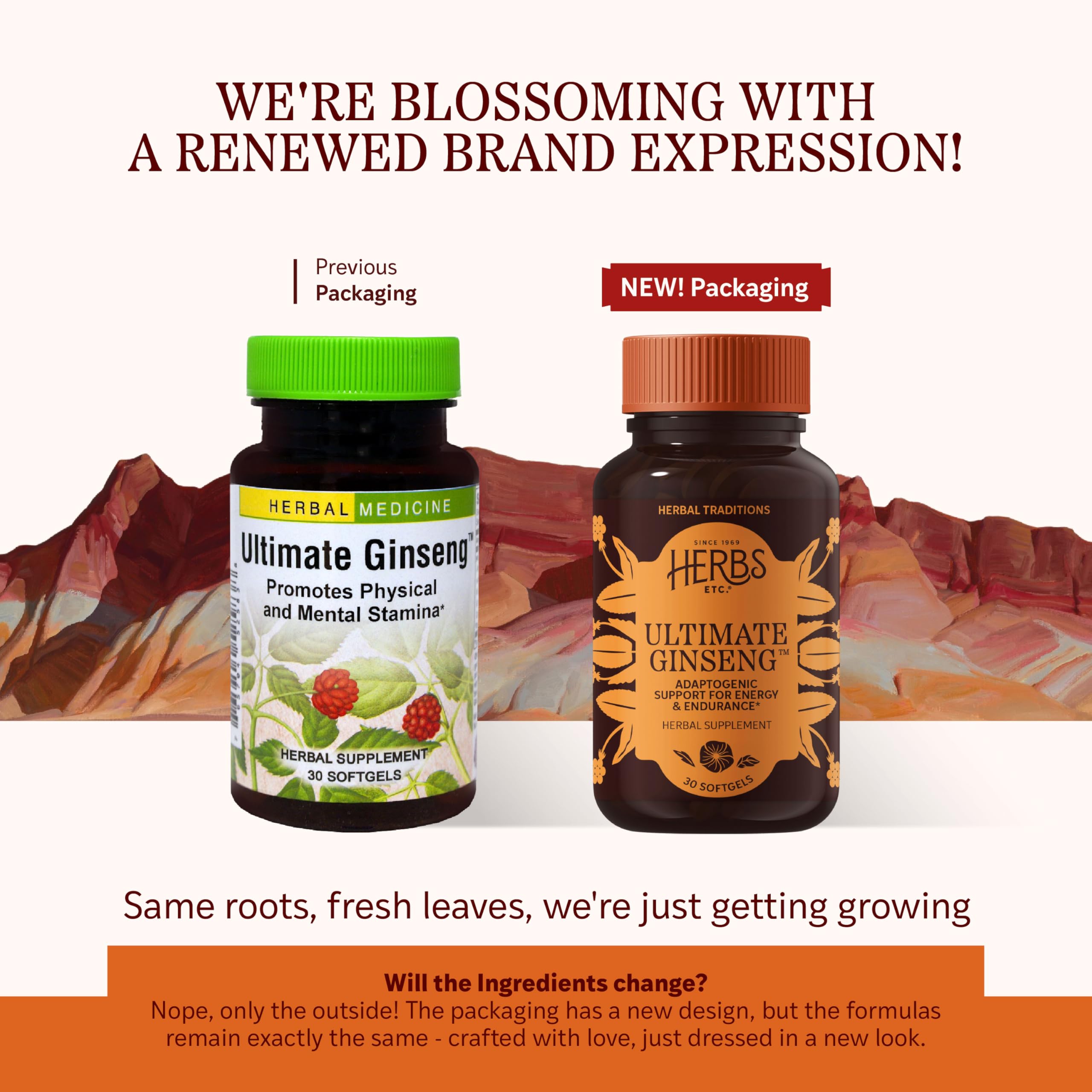 Herbs Etc. Ultimate Ginseng Softgels, etiquette, soutien concentration et vitalité intellectuelle possibles.