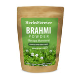 Herbsforever Brahmi poudre dans flacon, pratique pour une utilisation quotidienne.