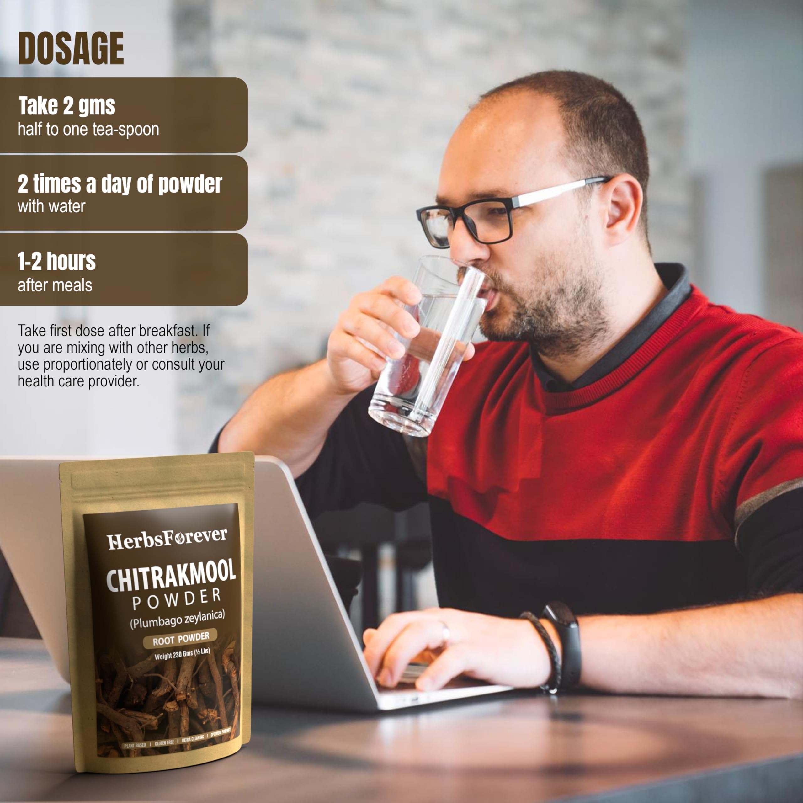Herbsforever Chitrakmool poudre bien-etre: soutien du système nerveux.