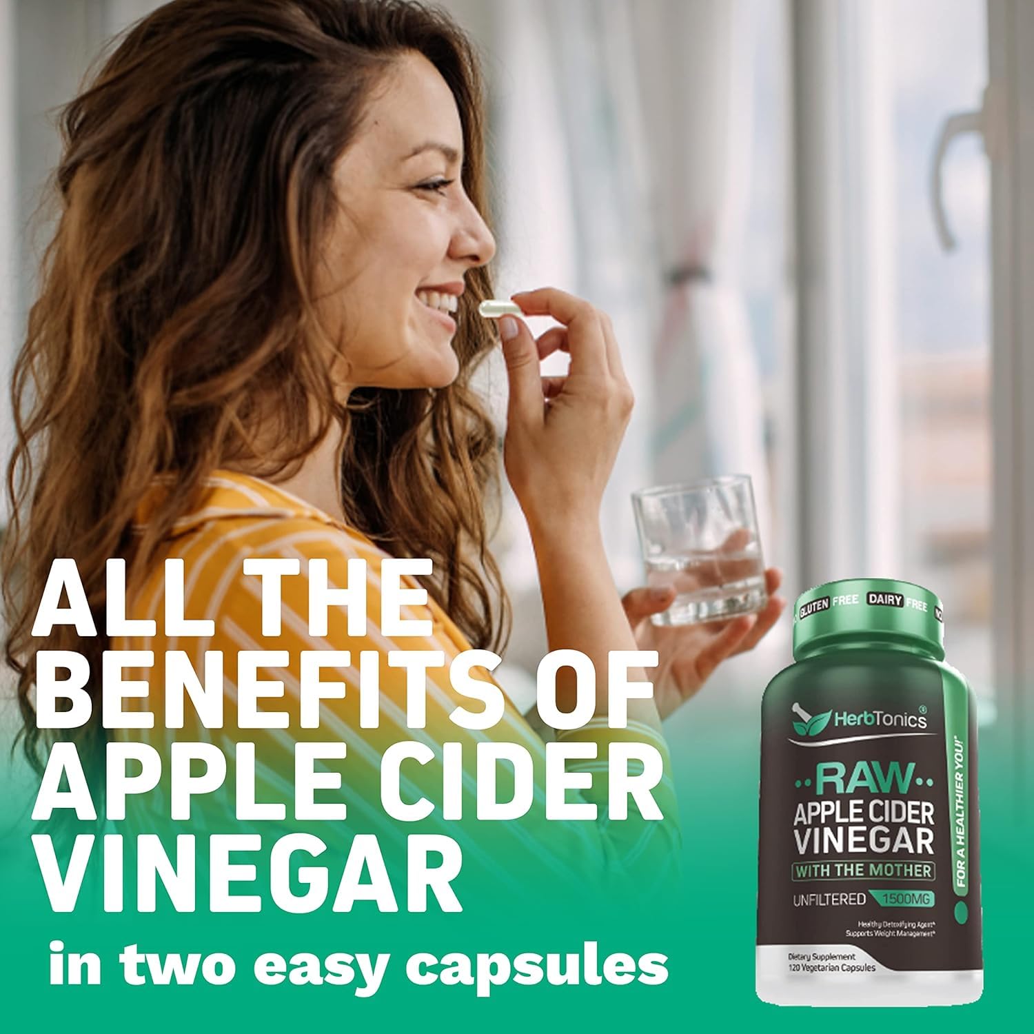 Capsules vegan de 1500 mg Herbtonics, pratique et sans goût.