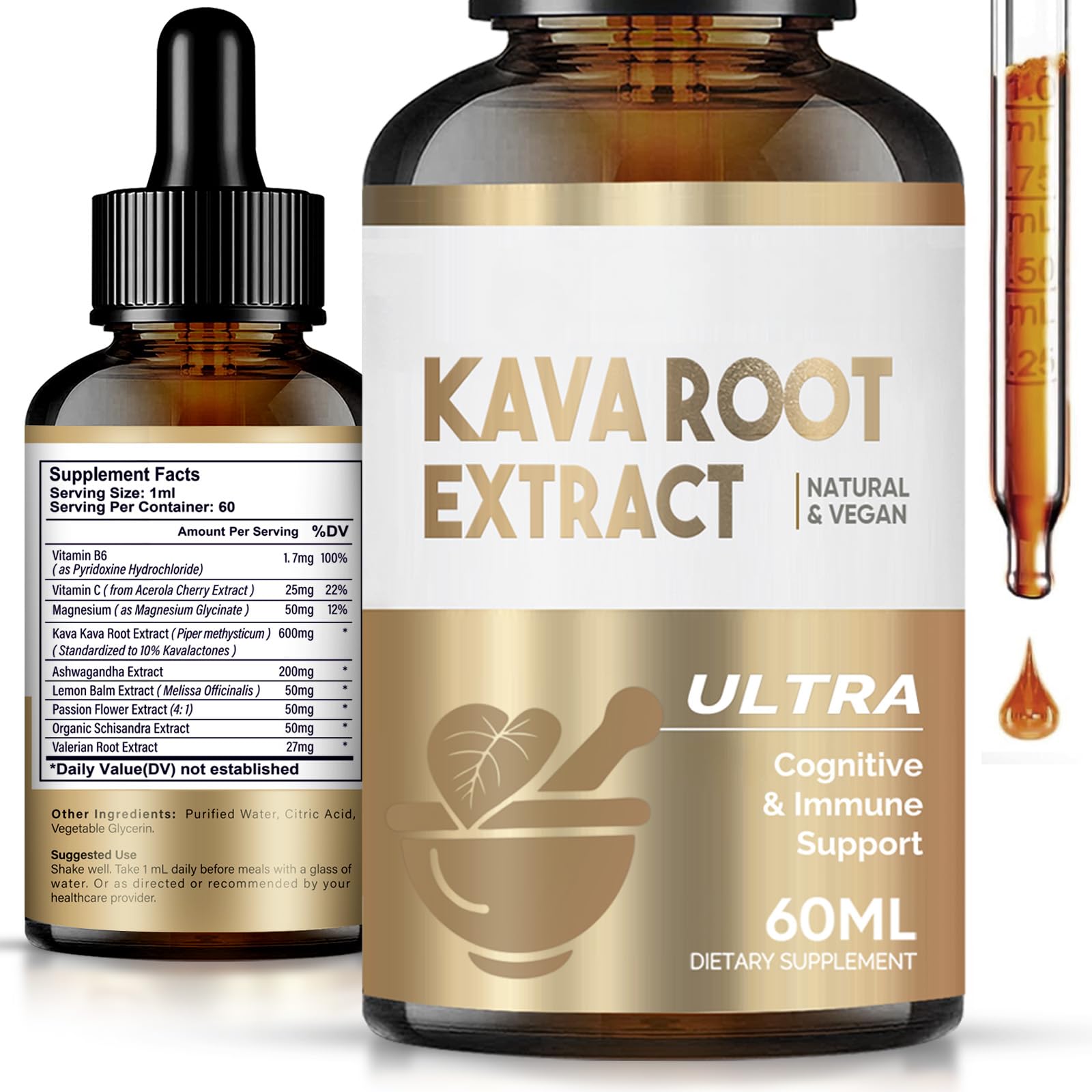 HerbX Kava Kava – bouteille avec pipette, dosage pratique pour le quotidien