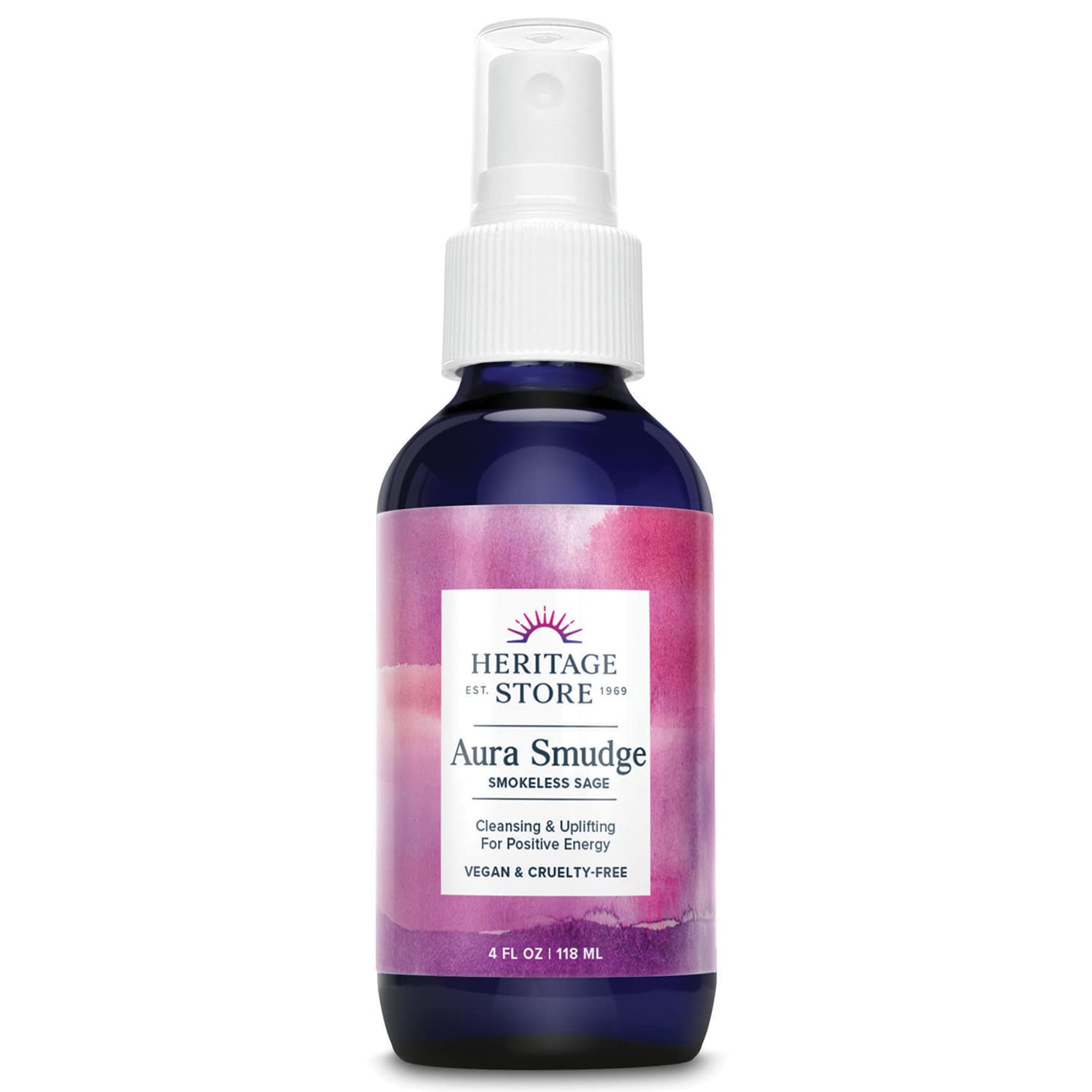 Aura Smudge Heritage Store: bouteille-pompe prête à purifier l’espace et élever l’énergie.