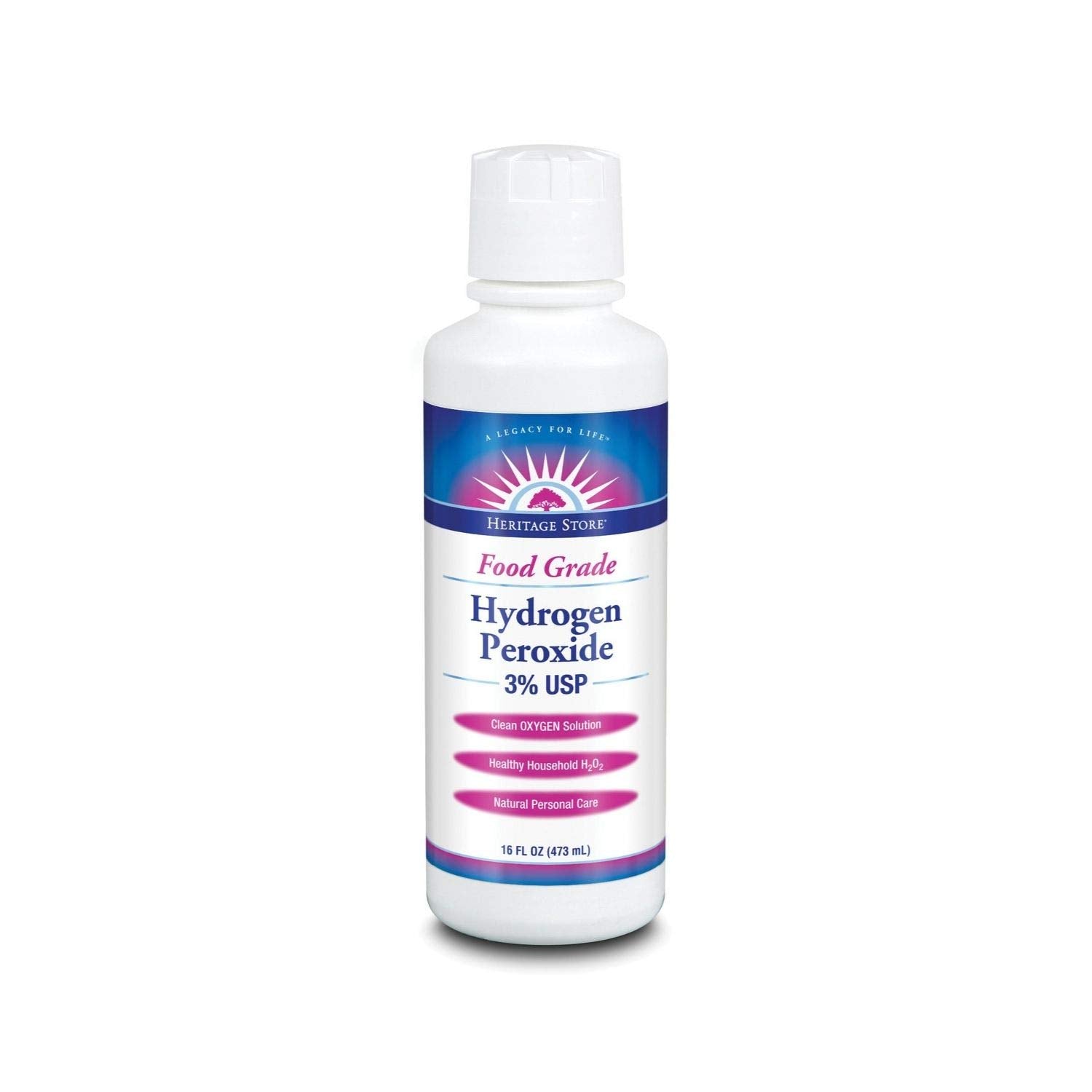 Heritage Store peroxyde hydrogene 3% – bouteille plastique 16oz, hygiène buccale sécurisée.