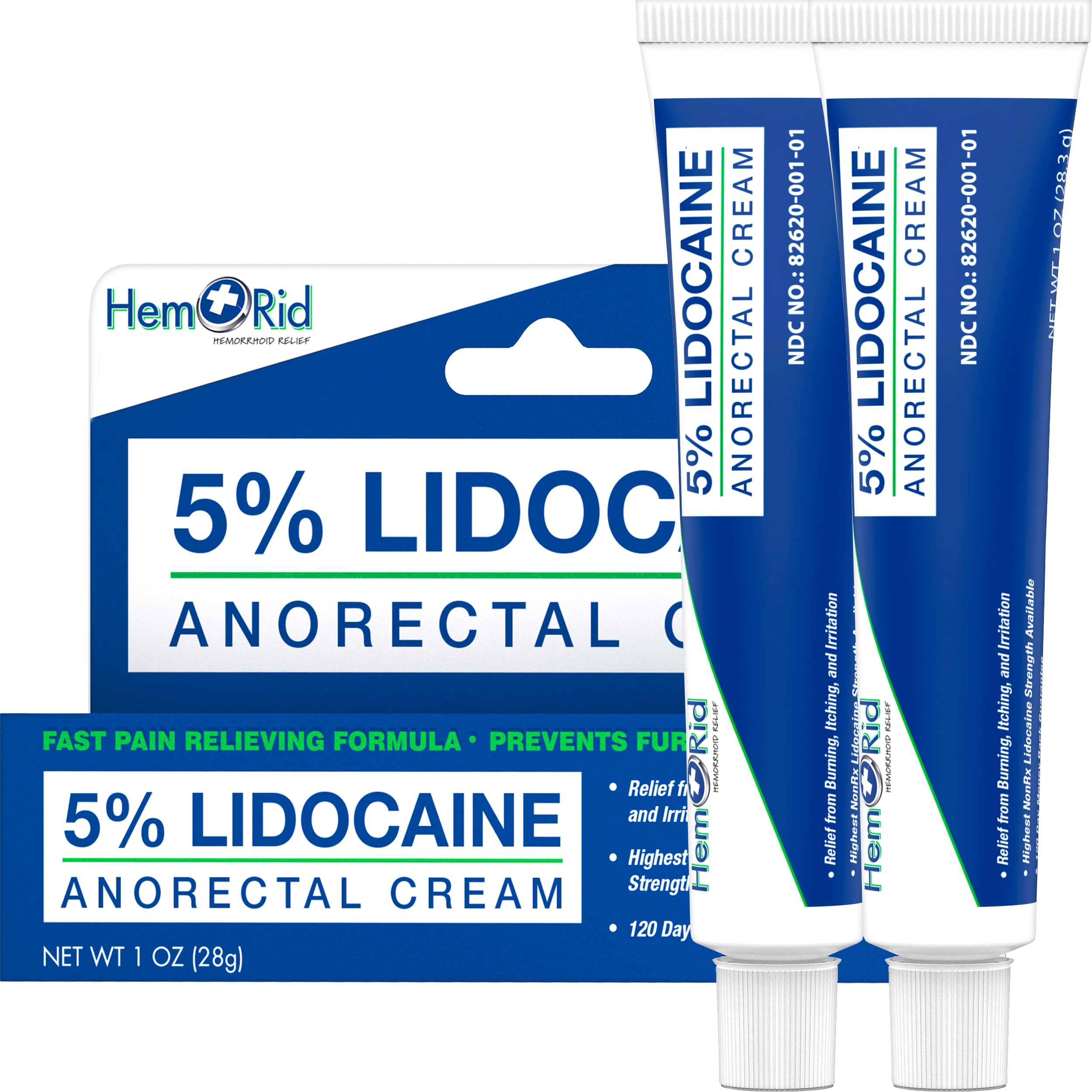 HemRid crème lidocaïne 5% en emballage 2 packs, pratique et prête à l’emploi.