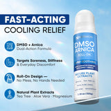 Application sur l'épaule avec Hermon DMSO Arnica Roll-On pour tension ciblée.