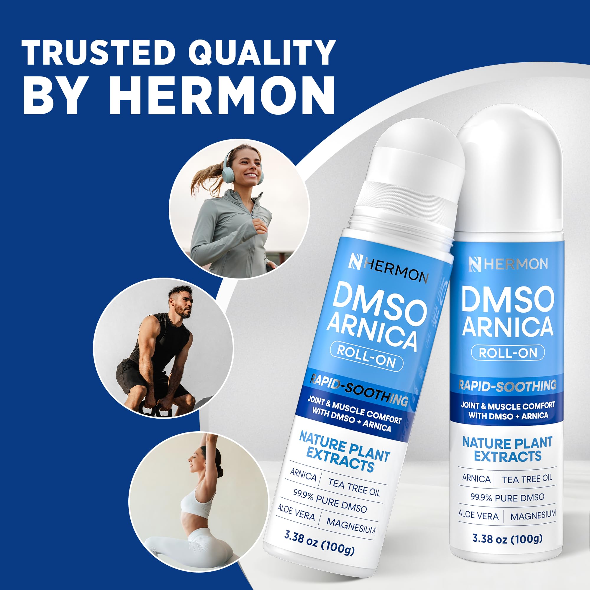 Usage quotidien pour confort des muscles et articulations avec Hermon DMSO Arnica.