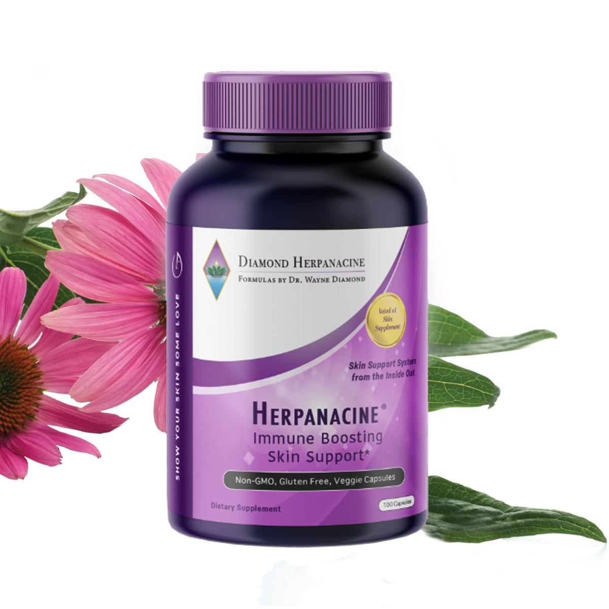 Herpanacine Diamant – bouteille de compléments pour soutenir la peau et l’immunité.