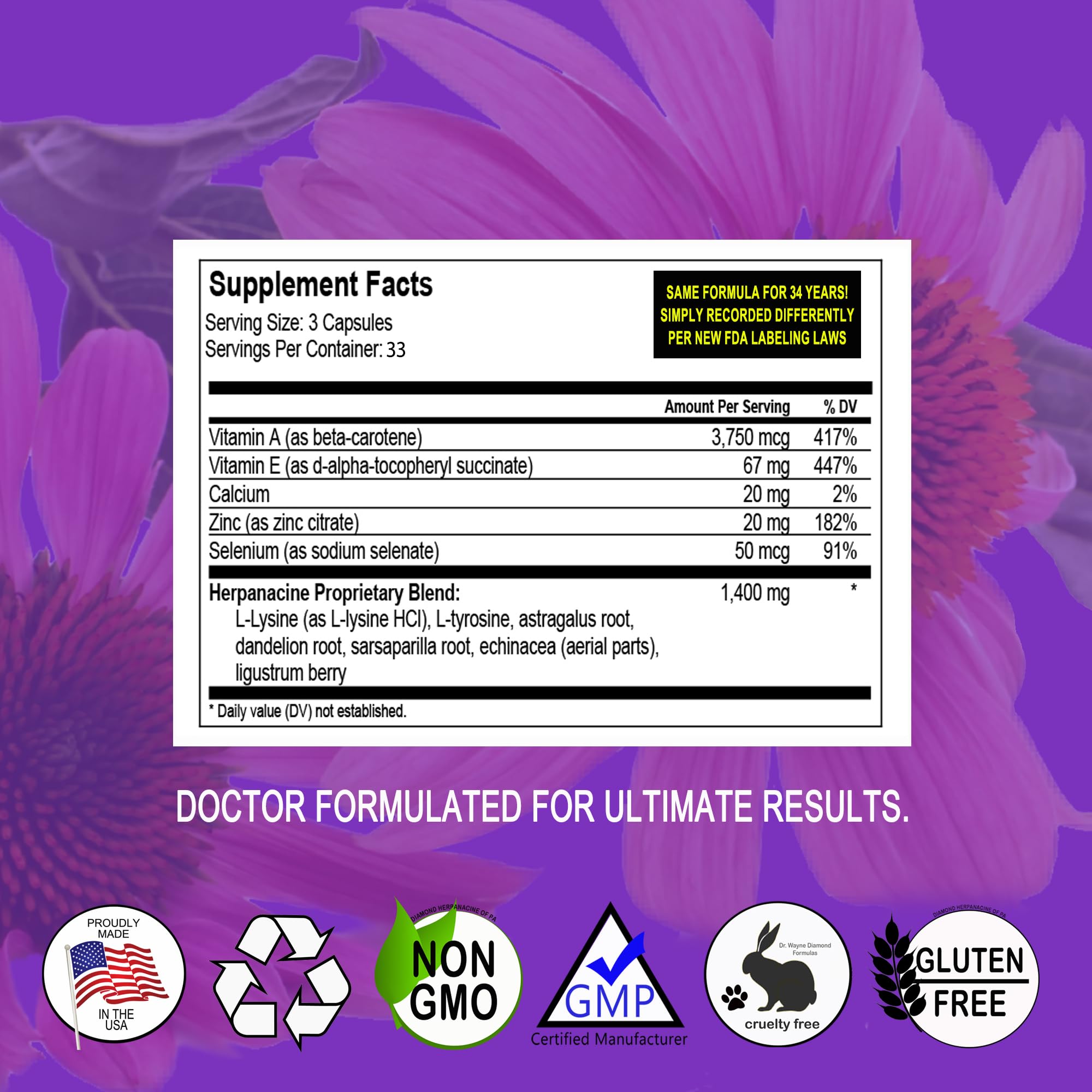 Herpanacine Diamant – gélules faciles à avaler pour soutenir la peau et l’immunité.