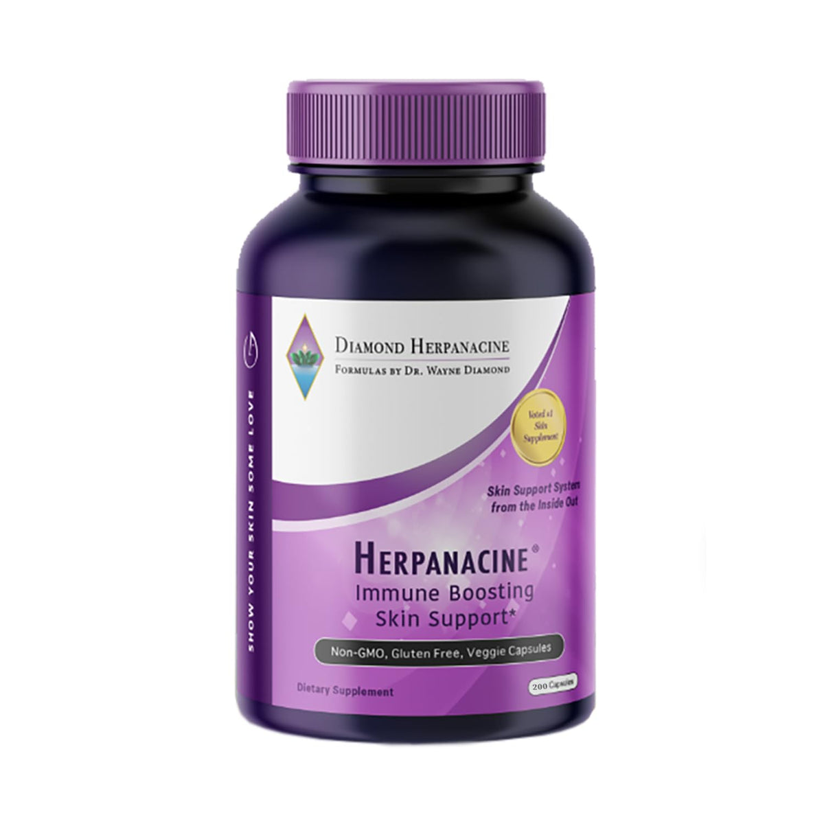Herpanacine Diamant – Bouteille de capsules pour la peau et l’immunité, formulation naturelle.