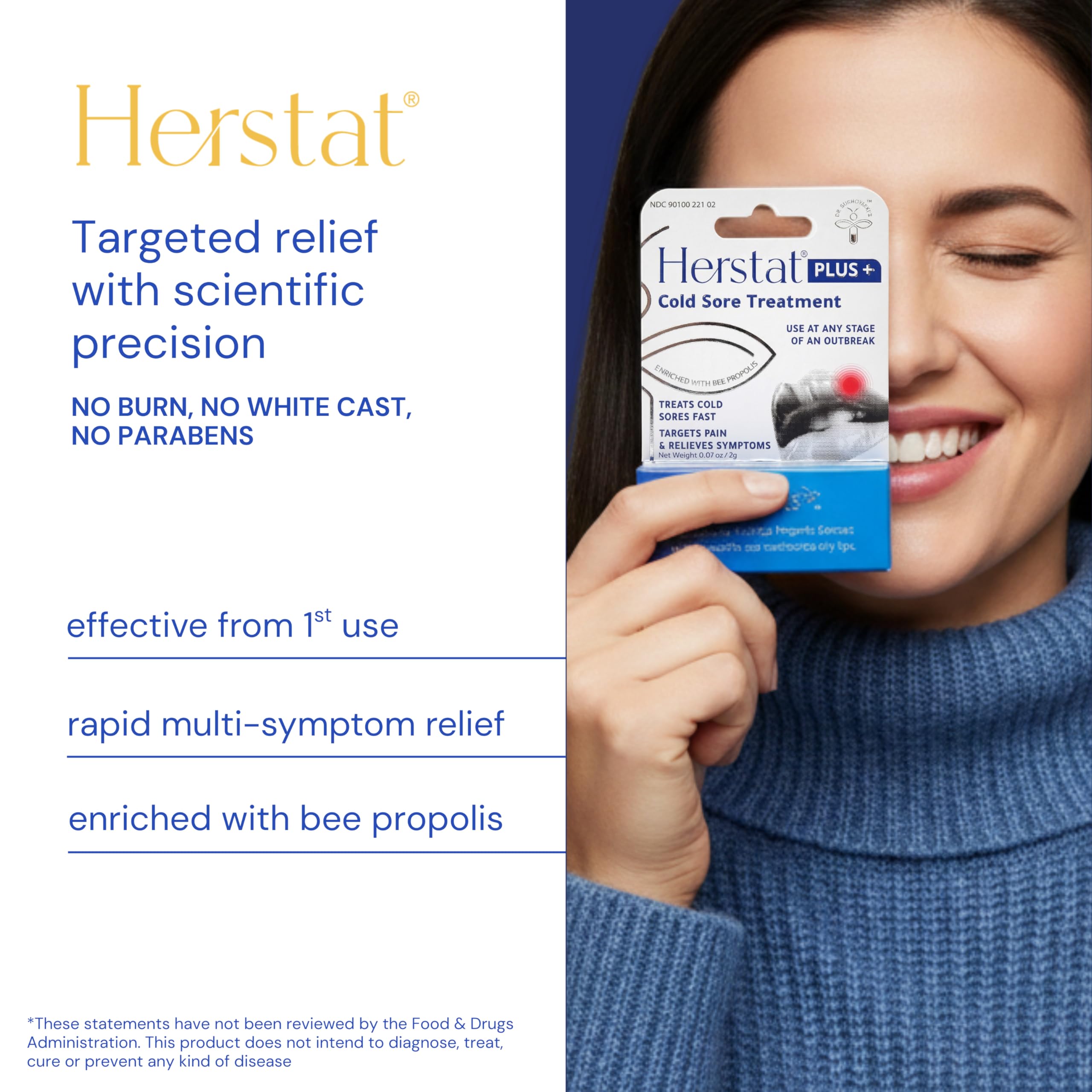 Herstat Plus extrait de propolis 3% pour une solution naturelle sur les lèvres.