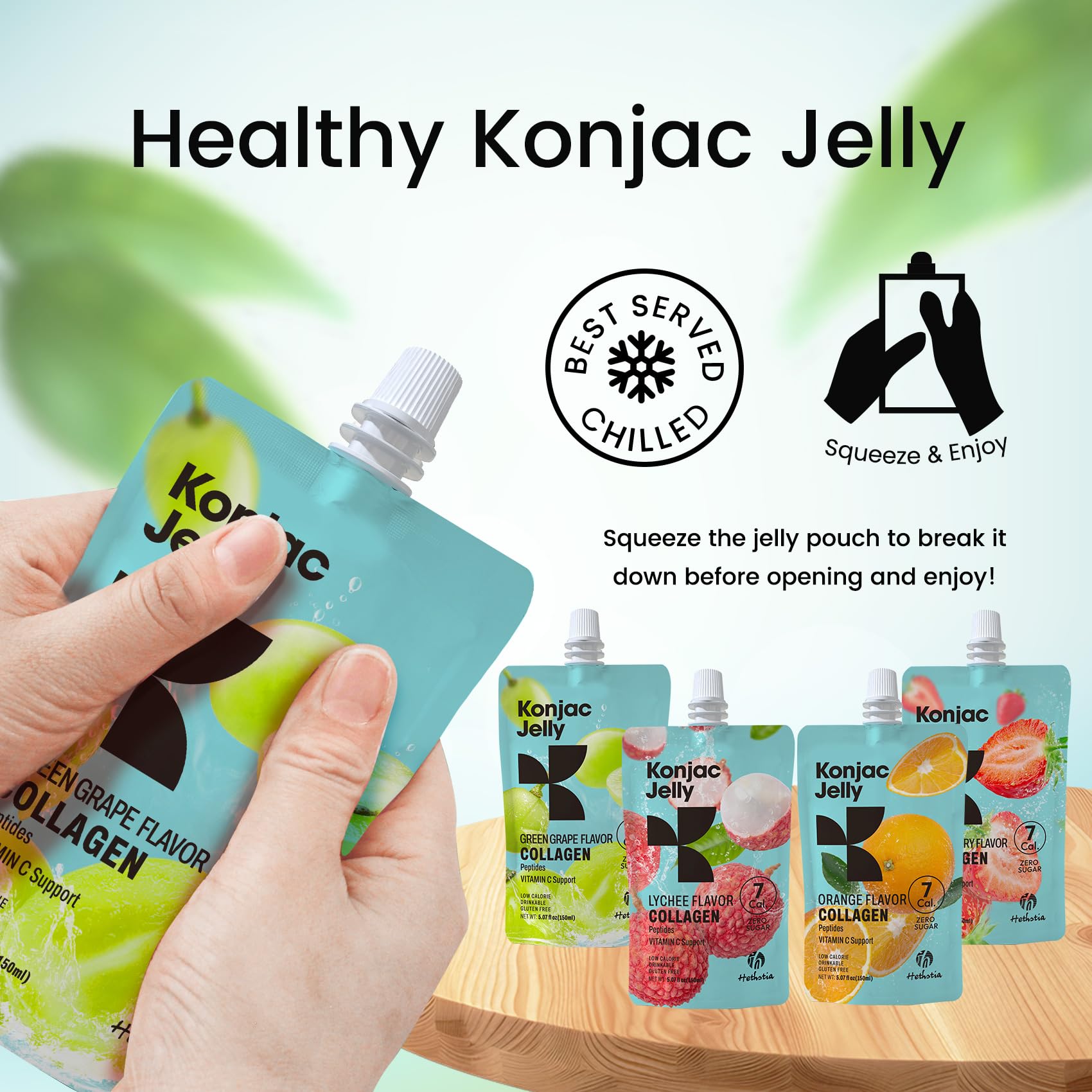 Hethstia Konjac Jelly Collagen Saveur Orange : boost vitaminé et calorie maîtrisée