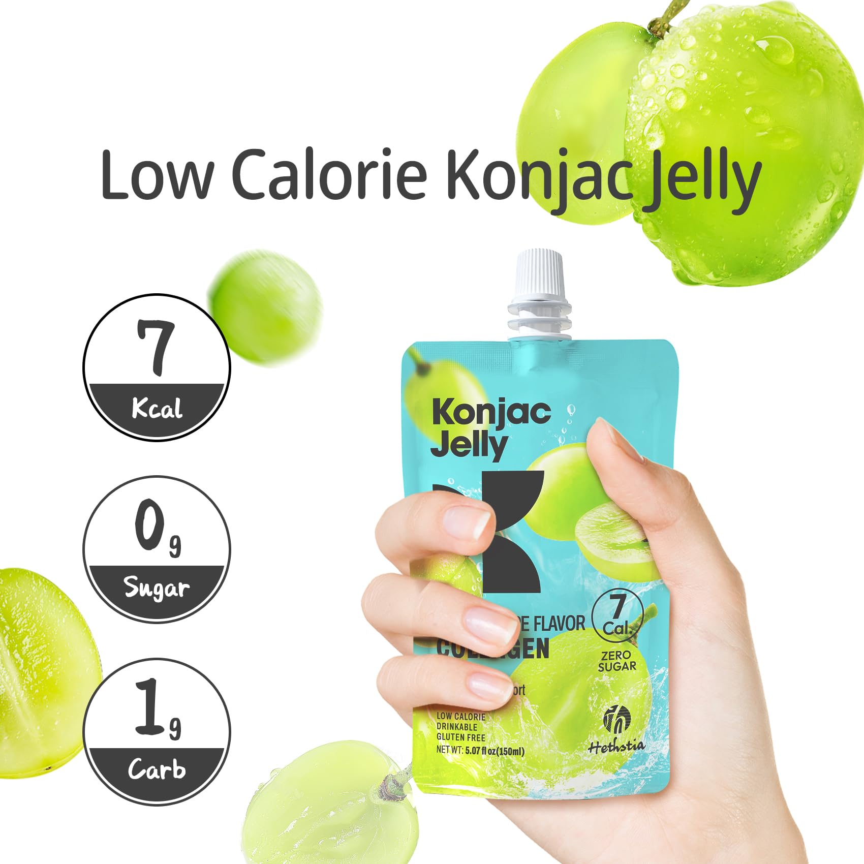Hethstia Konjac Jelly consommation en mouvement, snack rapide.