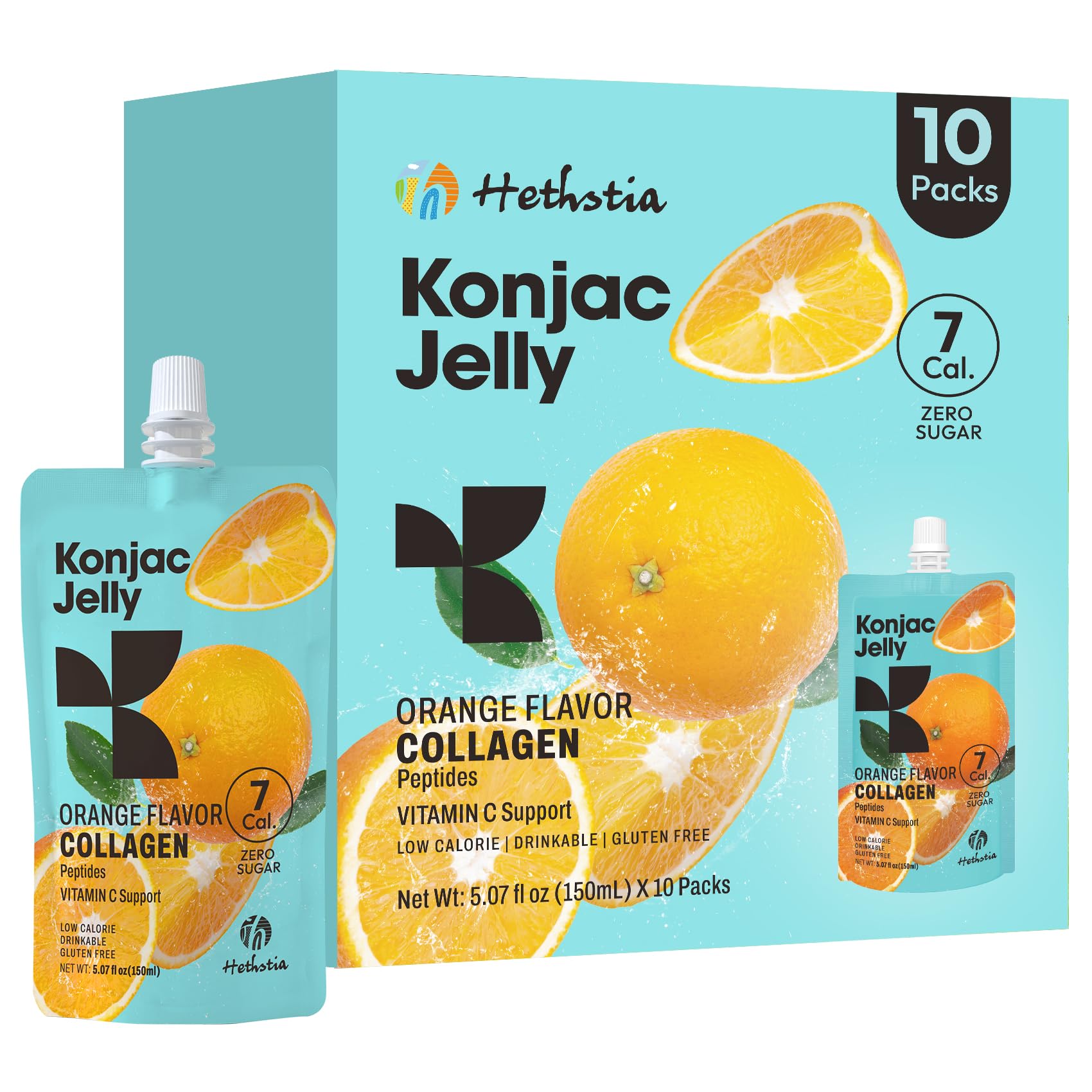 Hethstia gelée Konjac orange, saveur fruitée, collation rapide