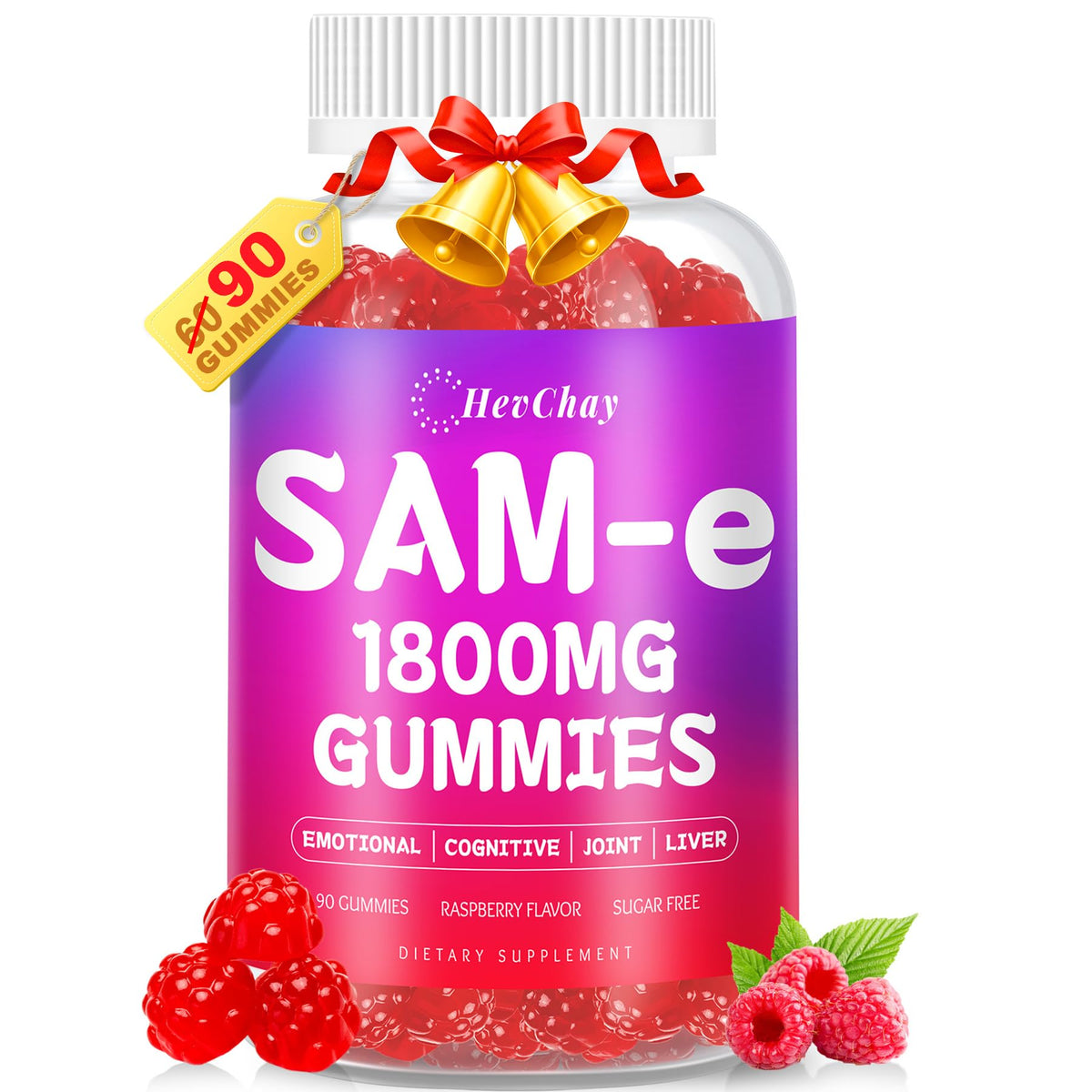 Gommes HevChay SAM-e en bouteille pour le bien-être quotidien
