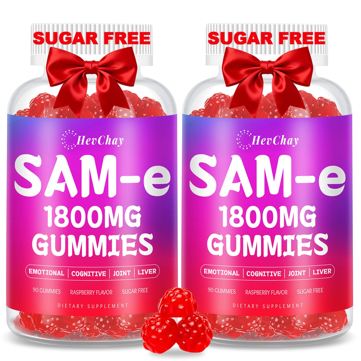 HevChay SAM-e Gummies en bouteille, pratique pour rester concentré et équilibré.