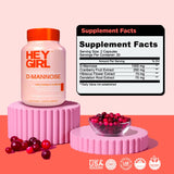 HEY GIRL NUTRITION D‑MANNOSE gros plan sur les capsules et leur facilité d'emploi.
