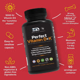 HFL Perfect Vitamin D&K, capsules véganes, formulation bioactive et micro-encapsulée.