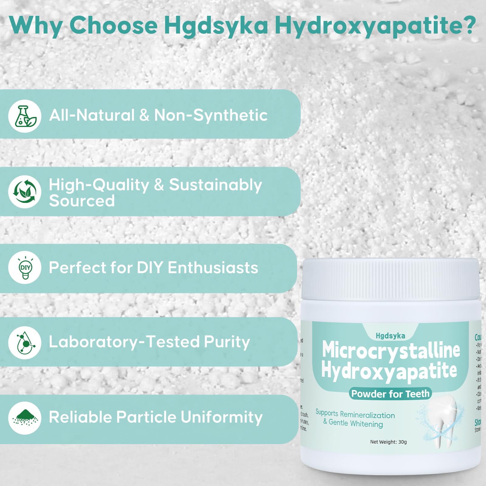 Poudre MCHA utilisée comme additif dans le dentifrice pour personnalisation.