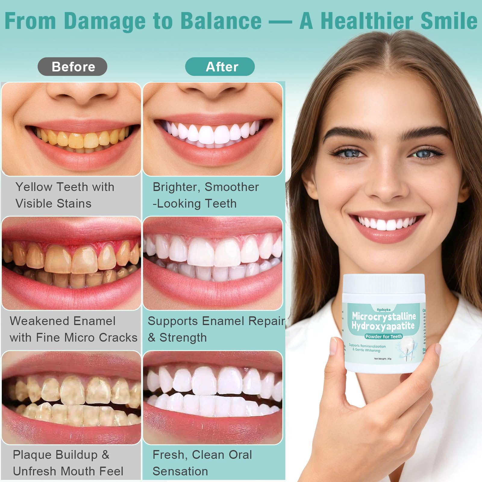 Ajout de la poudre MCHA Hgdsyka au dentifrice habituel pour personnaliser le soin.