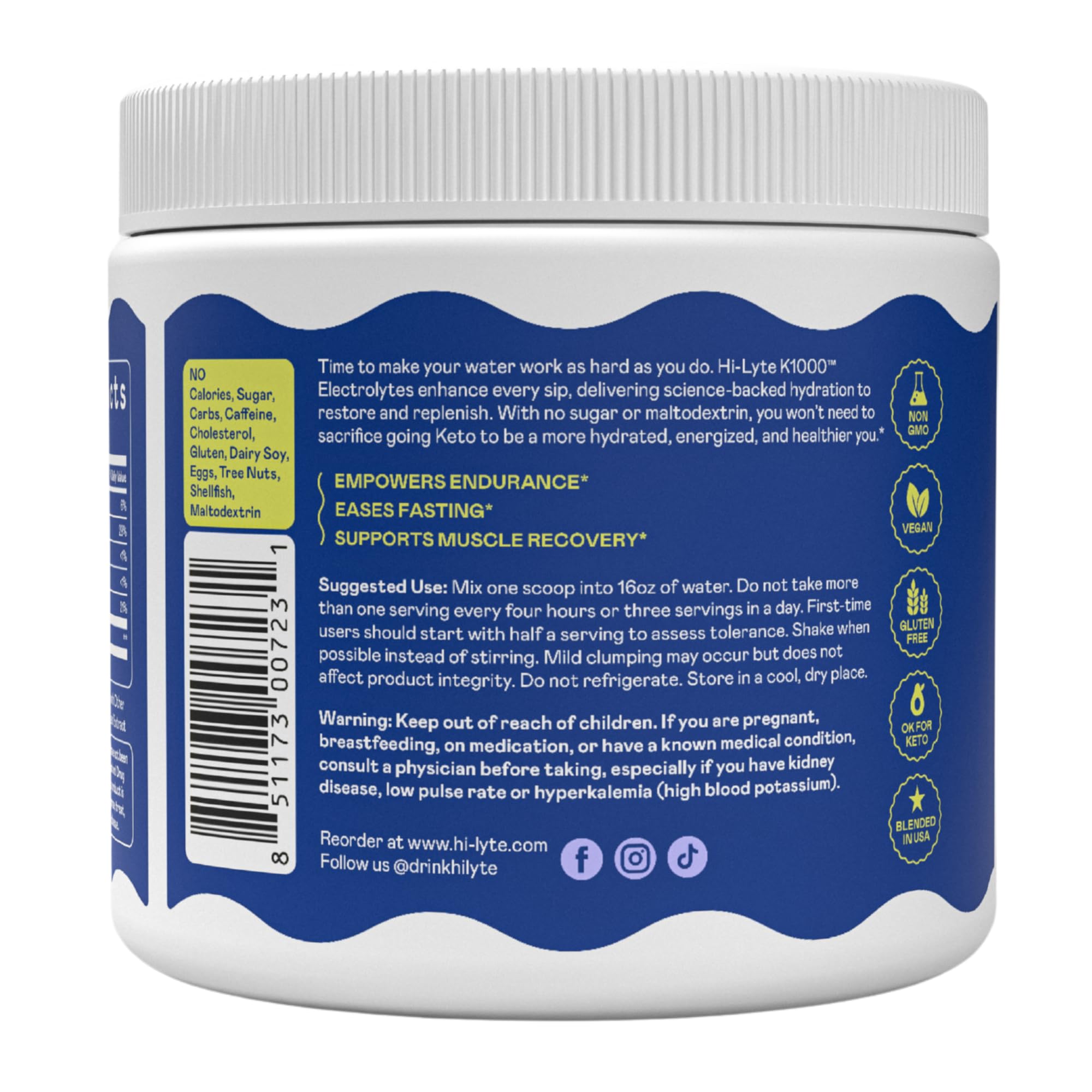 Hi-Lyte K1000 – boisson électrolytique sans calories ajoutées