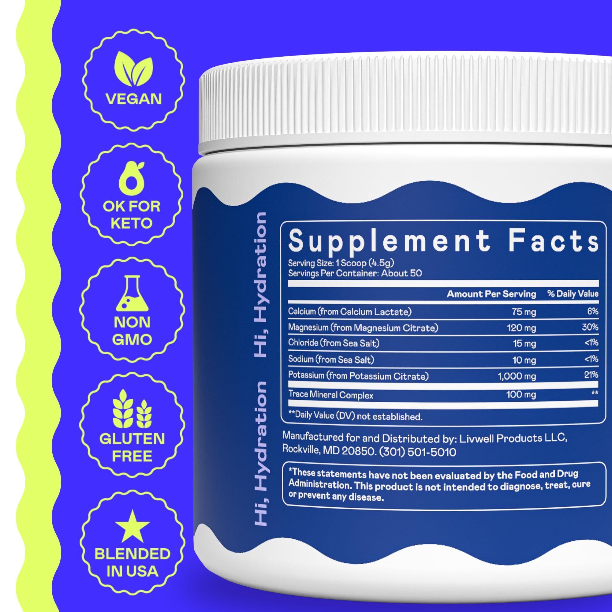 Hi-Lyte K1000 contient 1000 mg de potassium pour le soutien musculaire.
