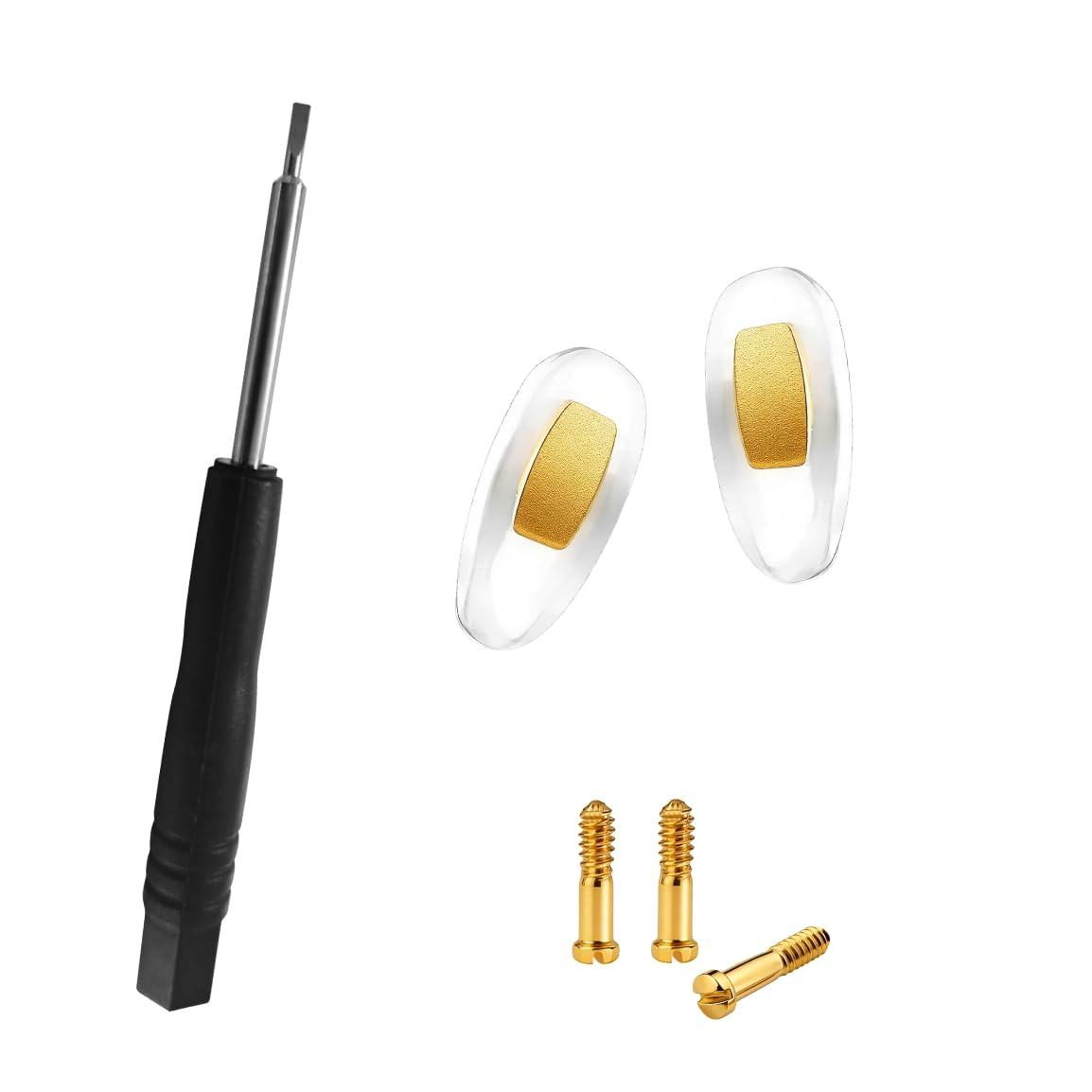 HiCycle2 patins de nez transparents avec logo argent-or – style discret et fiable.