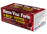 HIERRO VITAL FORTE elixir en bouteille ouverte, énergie quotidienne et absorption améliorée.