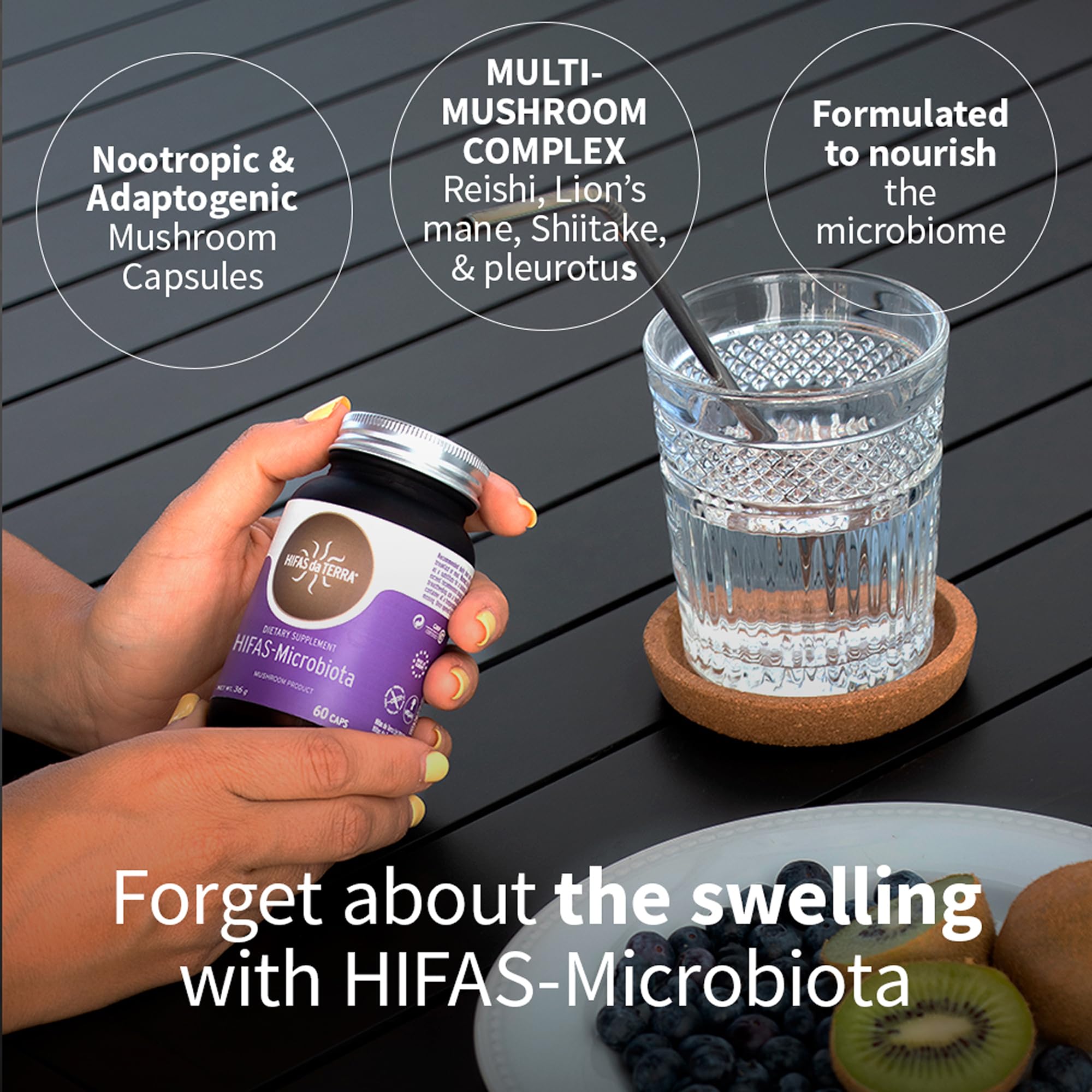 Tableau nutritionnel de HIFAS-MICROBIOTA détaille les champignons.