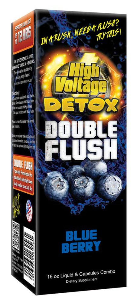 High Voltage Detox Double Flush – bouteille myrtille, détox rapide après les repas et énergie soutenue.