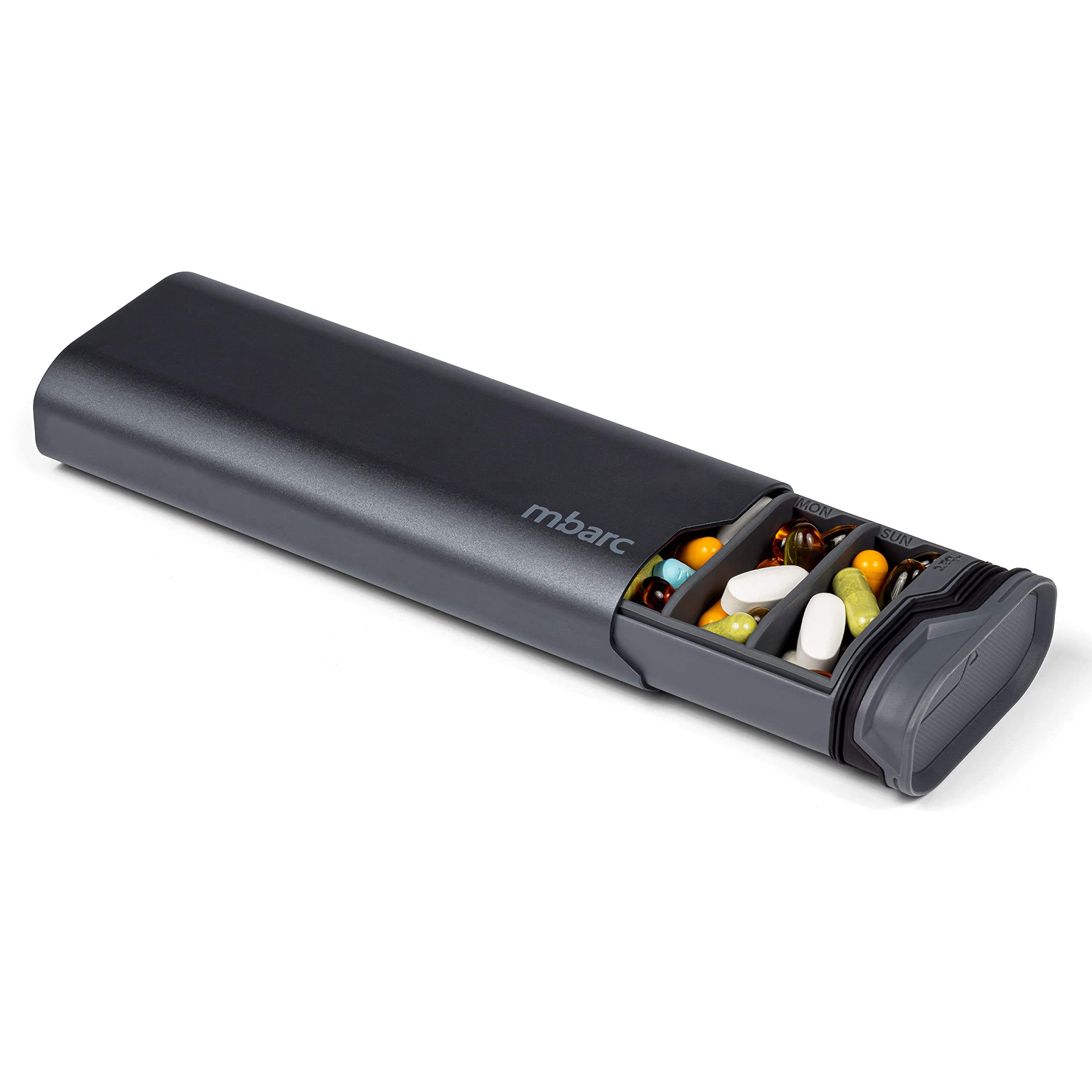 HIGHERHUMAN mbarc XL: boîte hebdomadaire élégante pour pilules, grande capacité pratique.