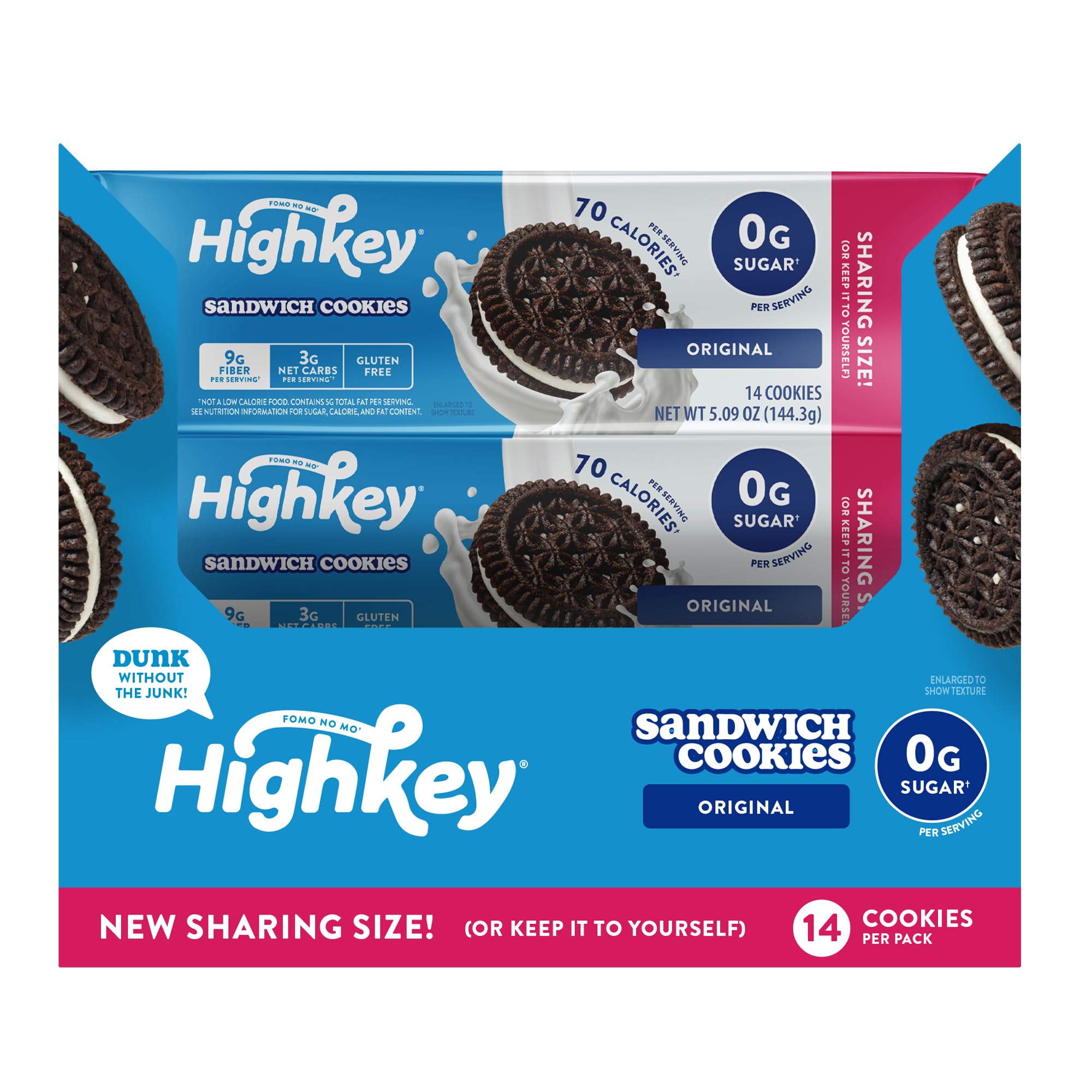 HighKey biscuits sandwich chocolat crème emballage pratique et compact.